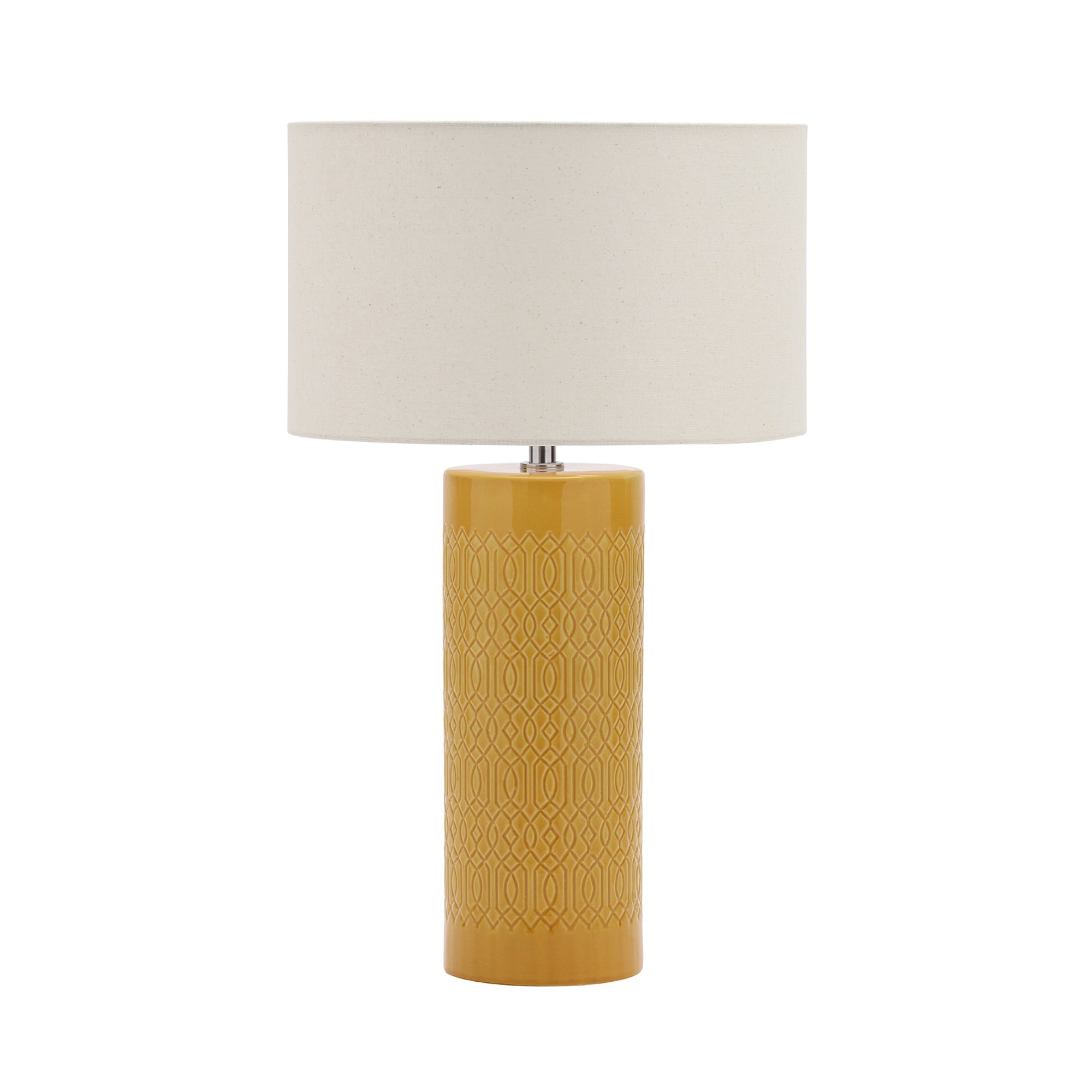 Inlight Dactyl Embossed ceramic Ochre Cylinder Table light