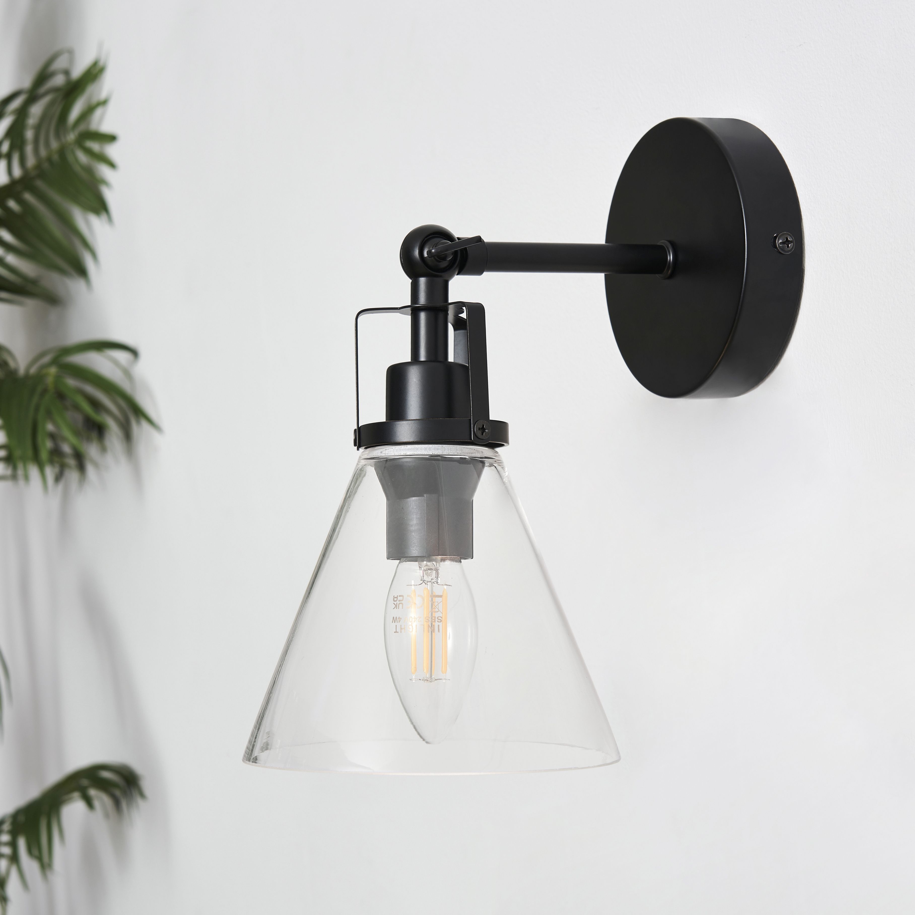 Inlight Dafyd Matt Black Wired LED Wall light