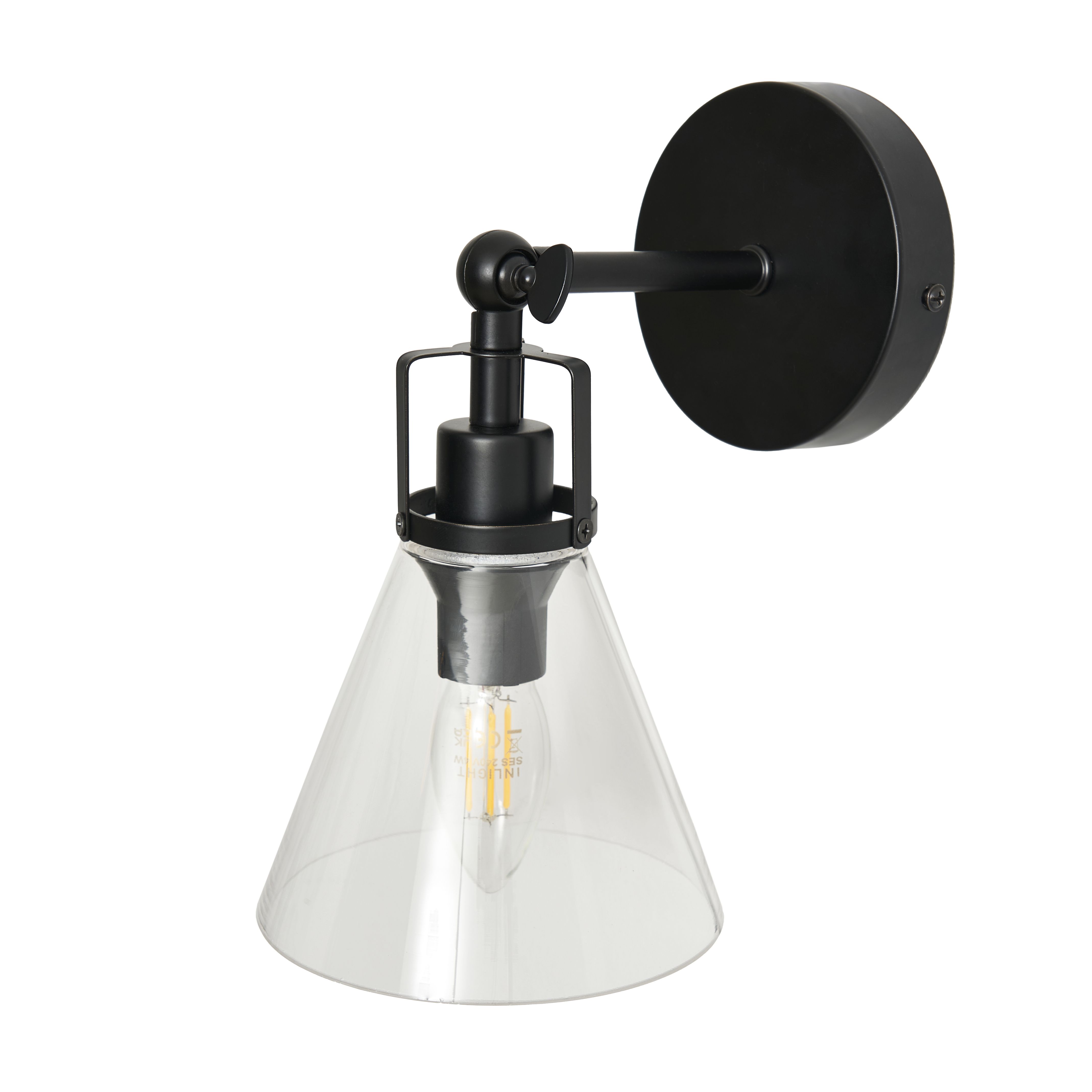 Inlight Dafyd Matt Black Wired LED Wall light