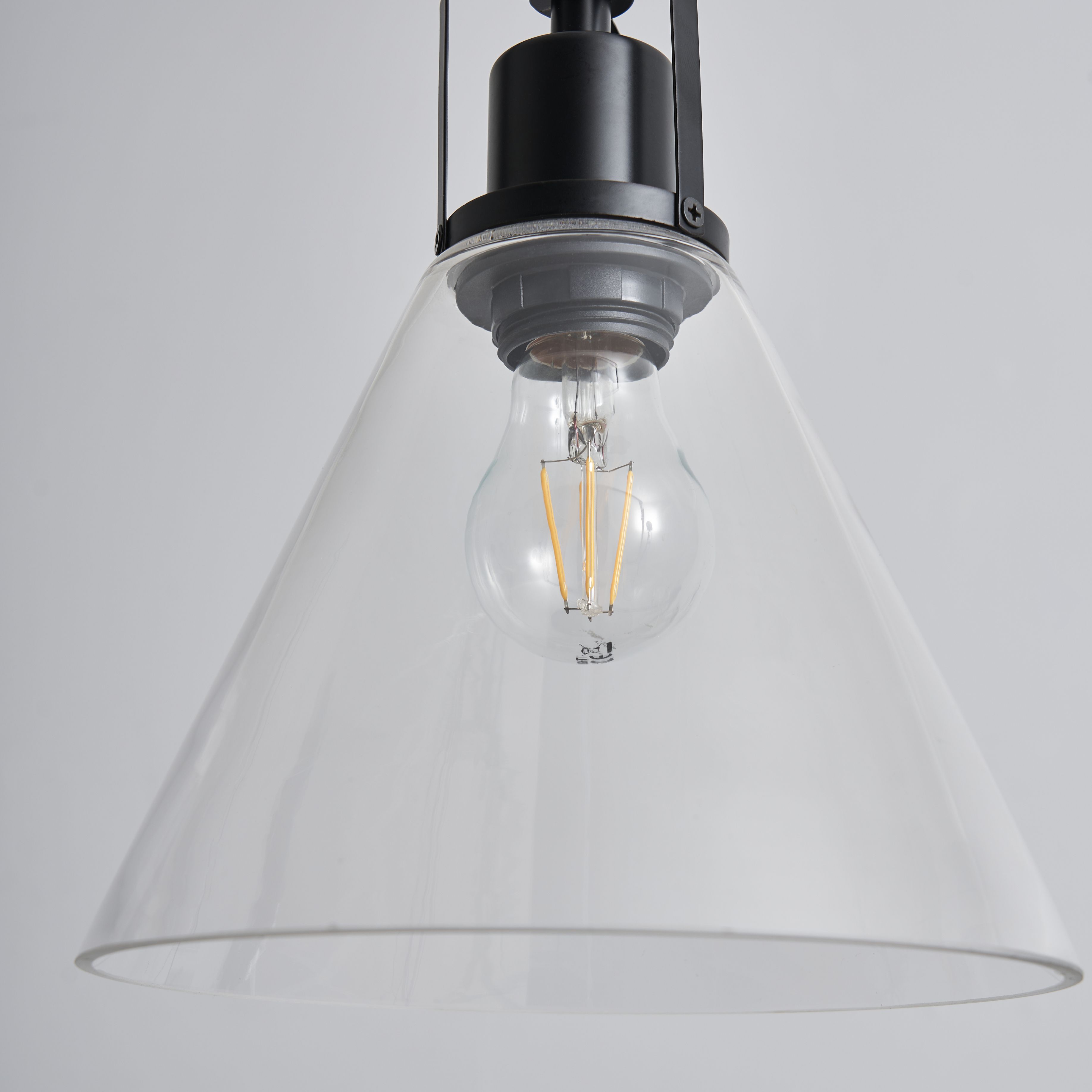 Inlight Dafyd Matt Glass & metal Matt Black/Clear LED Ceiling light