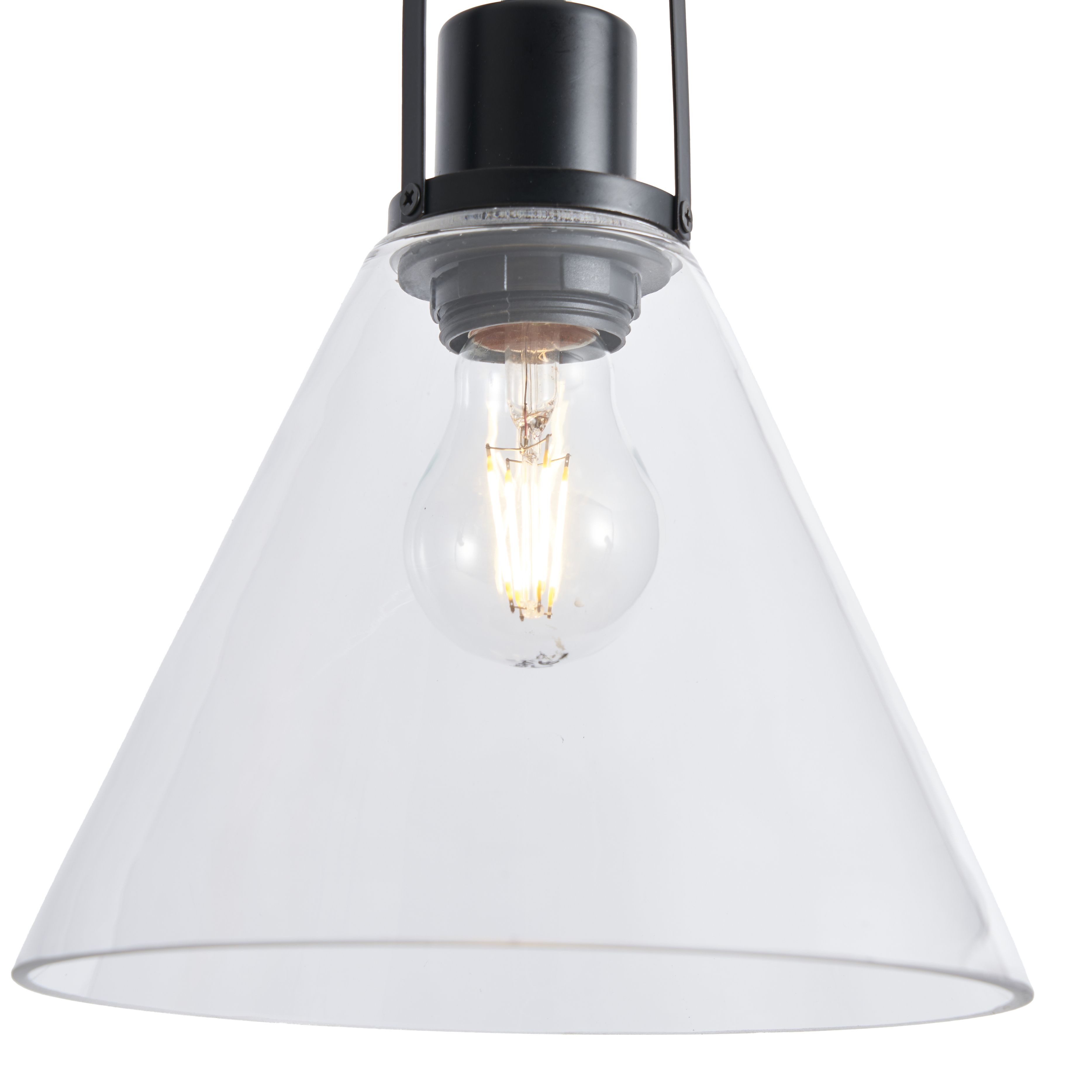 Inlight Dafyd Matt Glass & metal Matt Black/Clear LED Ceiling light