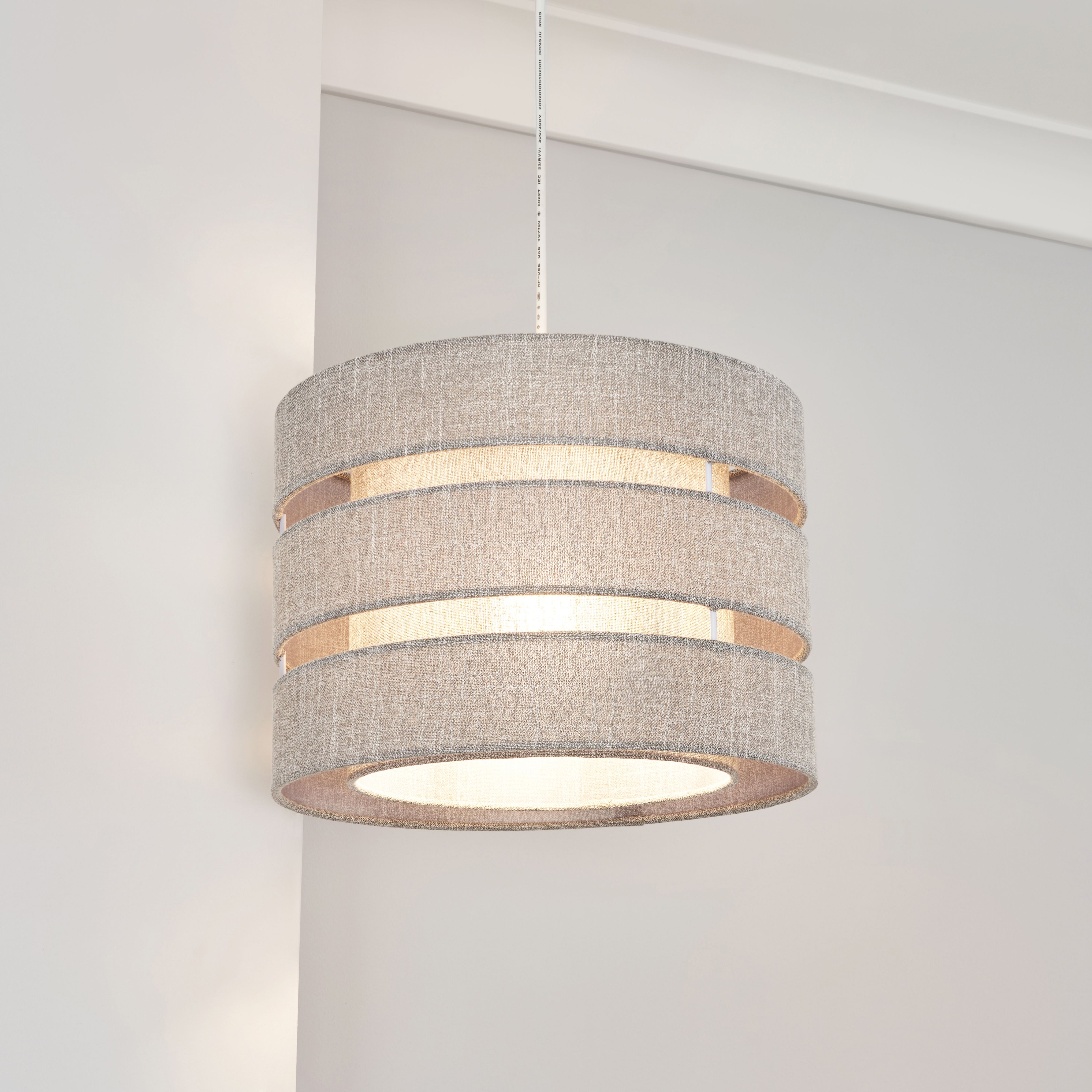 Inlight Dark Grey Woven effect Slubby Trio Light shade (D)28cm