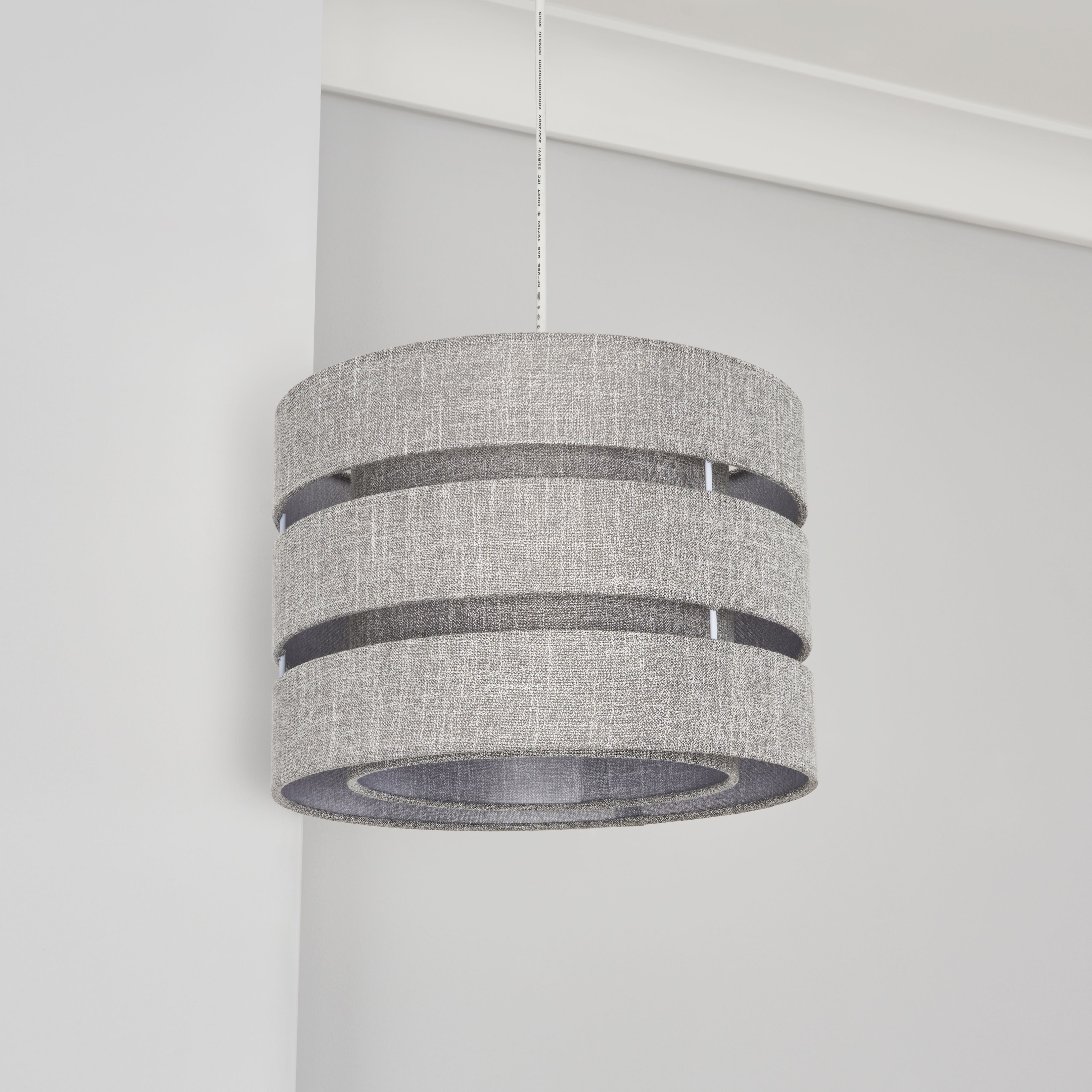 Inlight Dark Grey Woven effect Slubby Trio Light shade (D)28cm