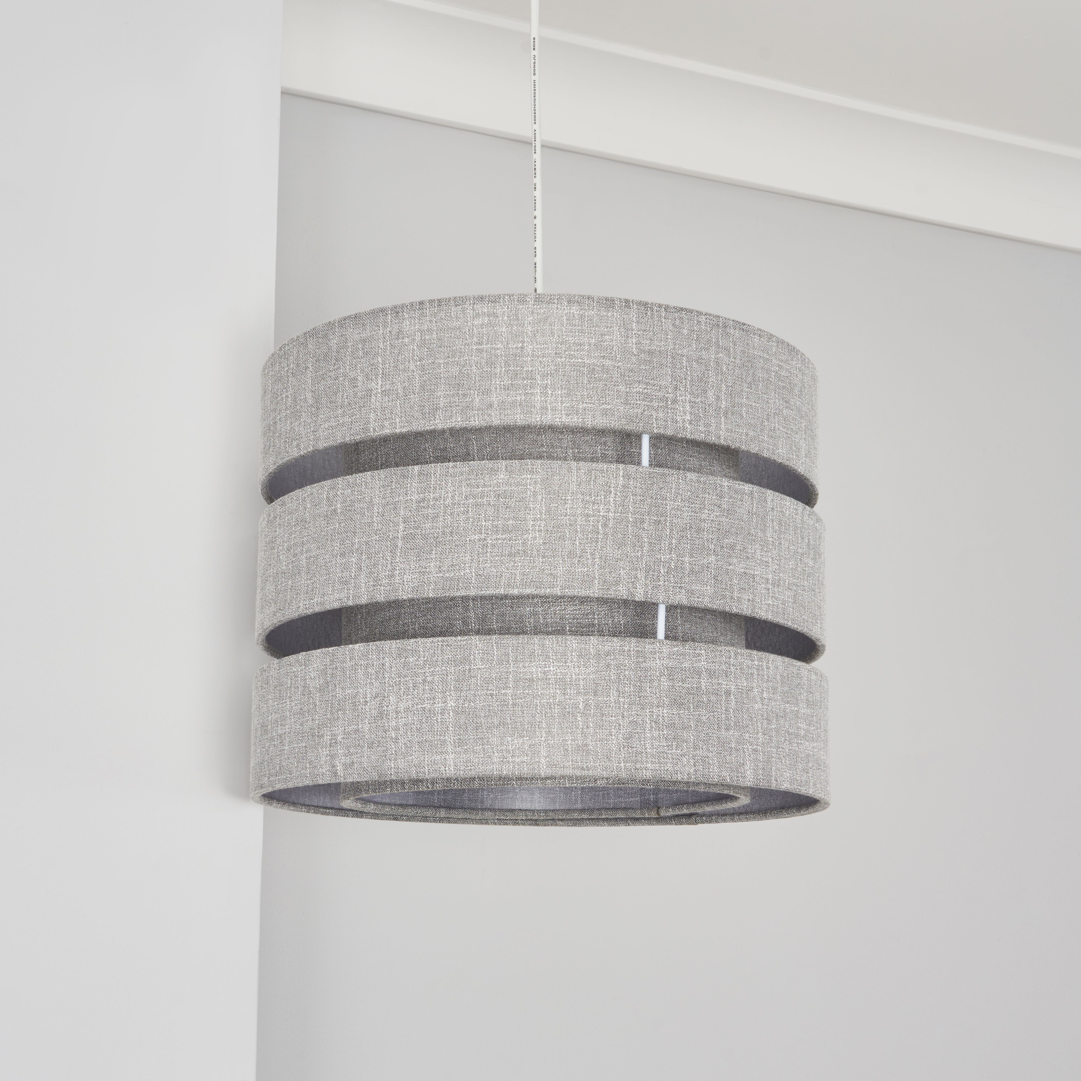 Inlight Dark Grey Woven effect Slubby Trio Light shade (D)33cm