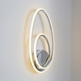 Inlight Davida Oval Chrome effect Wired LED Wall light