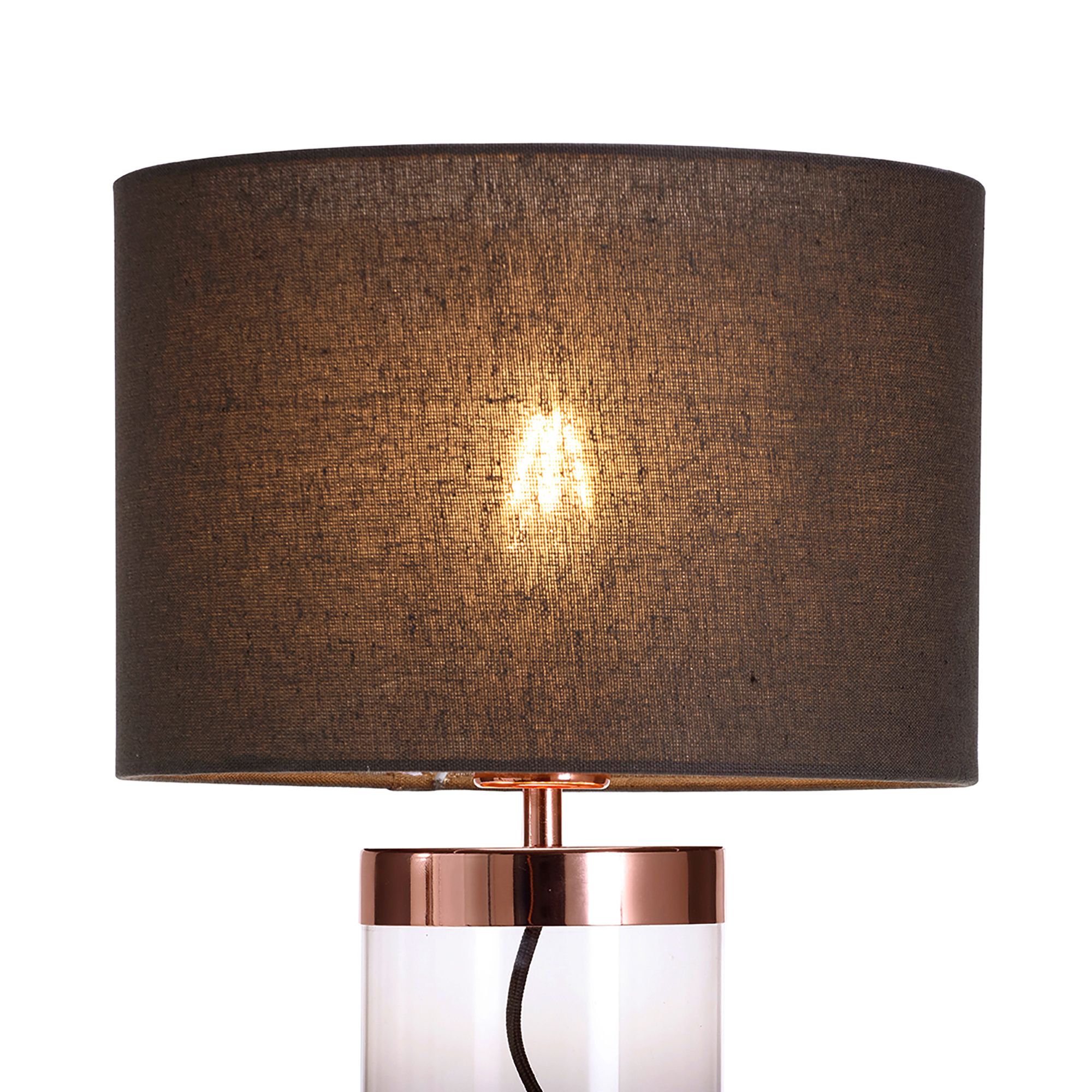Inlight Erinome Ombre Satin Amber & dark grey Copper effect Cylinder Table light