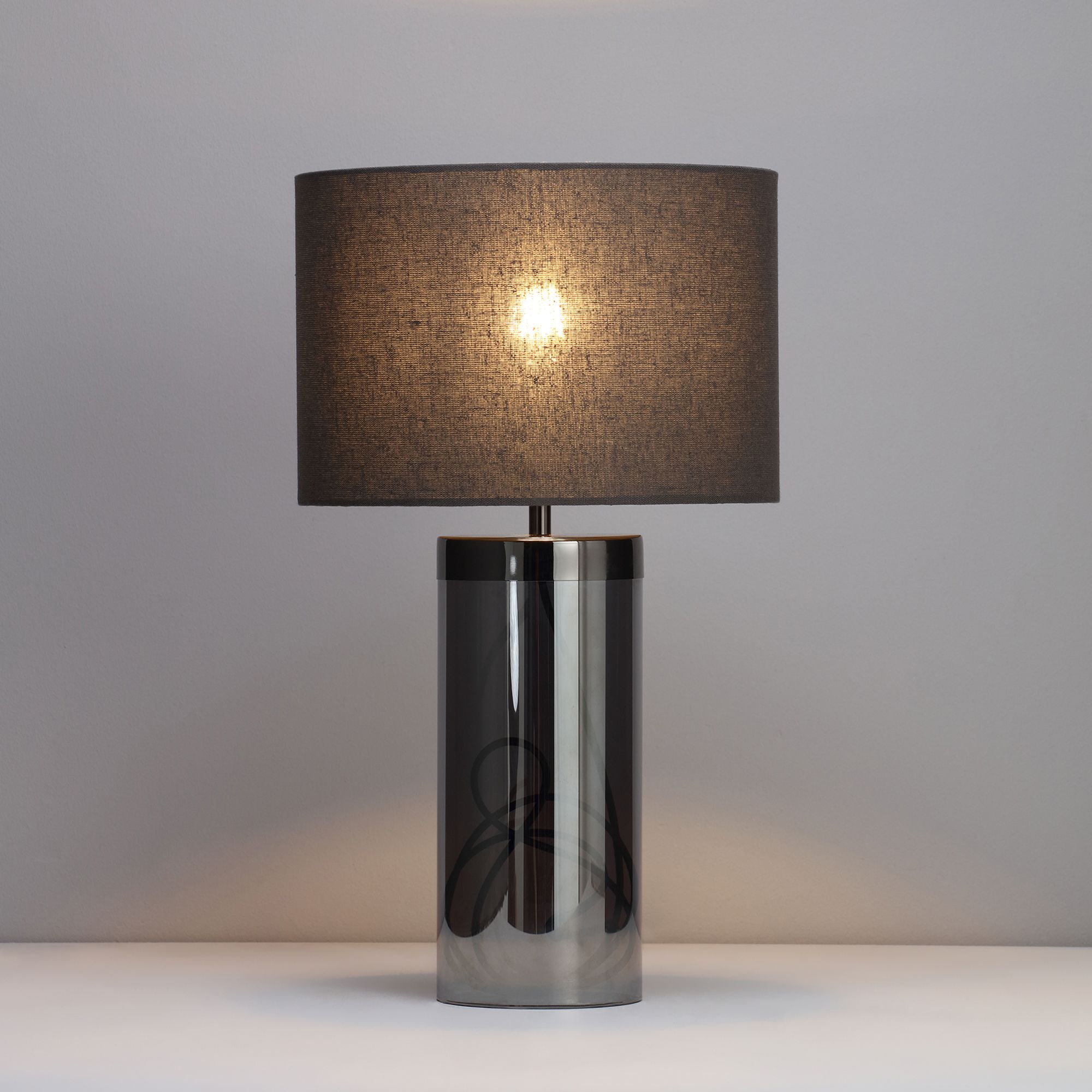 Inlight Erinome Ombre Smoke Nickel effect Incandescent Cylinder Table light