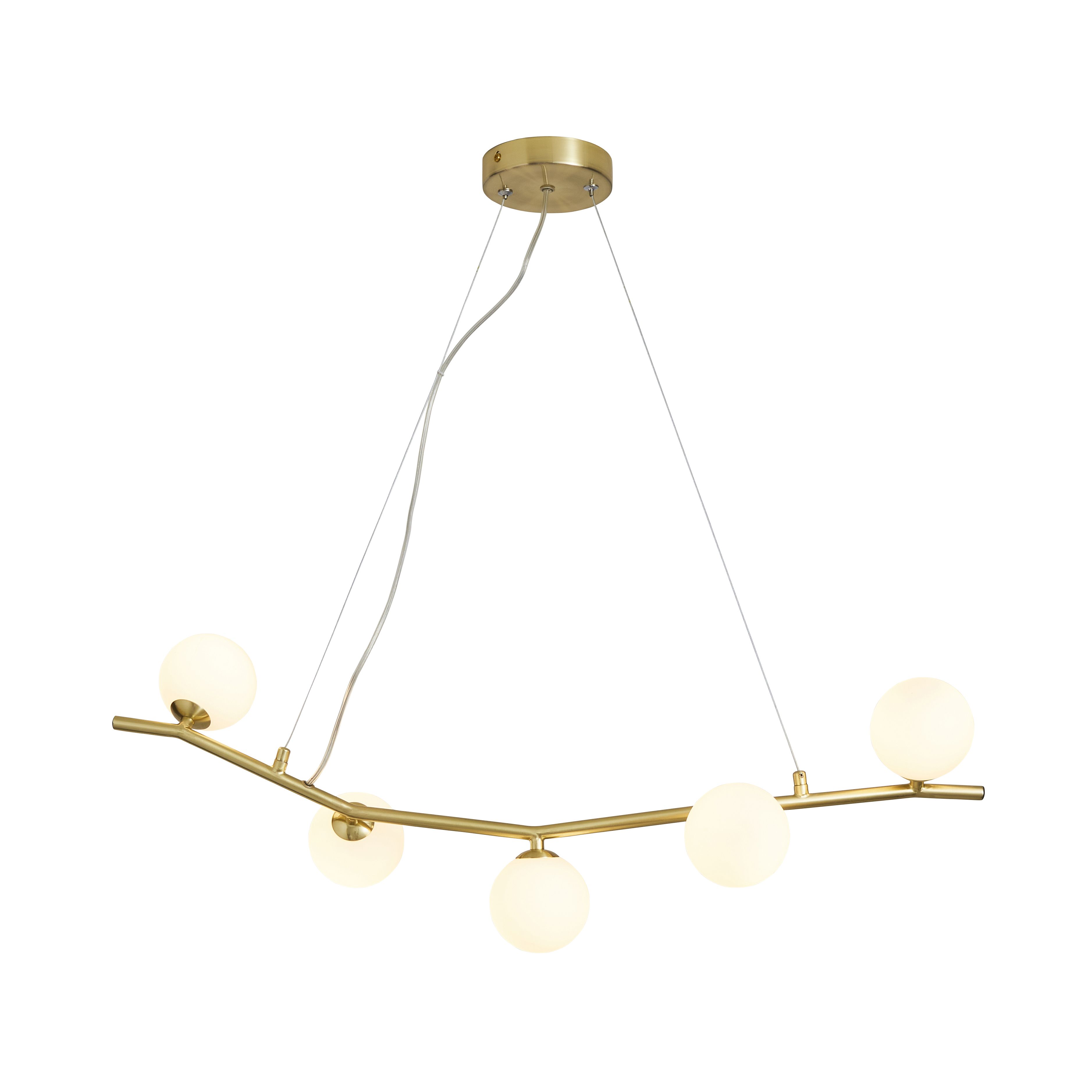 Inlight Fortuna Satin Brass effect 5 Lamp LED Pendant ceiling light, (Dia)800mm