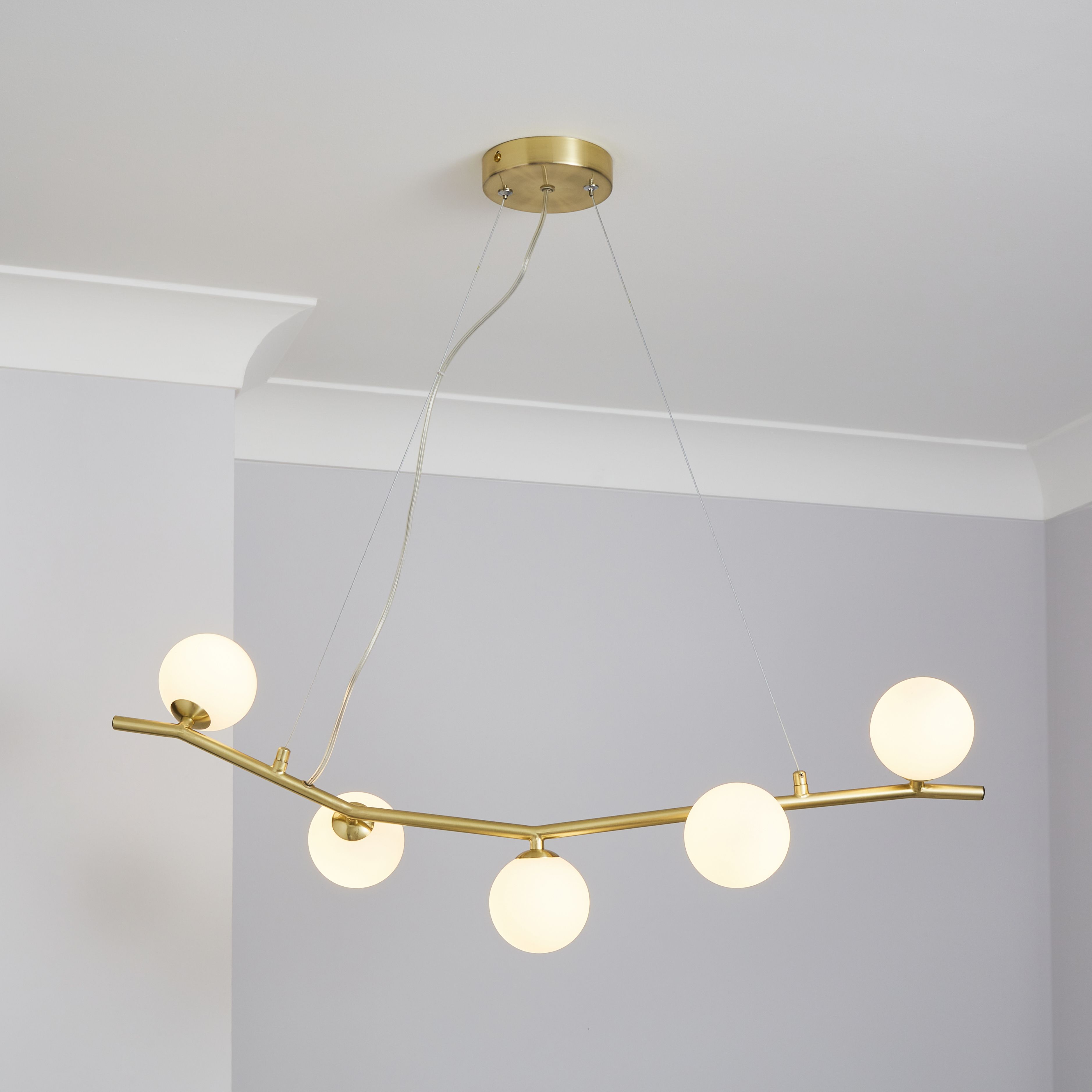 Inlight Fortuna Satin Brass effect 5 Lamp LED Pendant ceiling light, (Dia)800mm