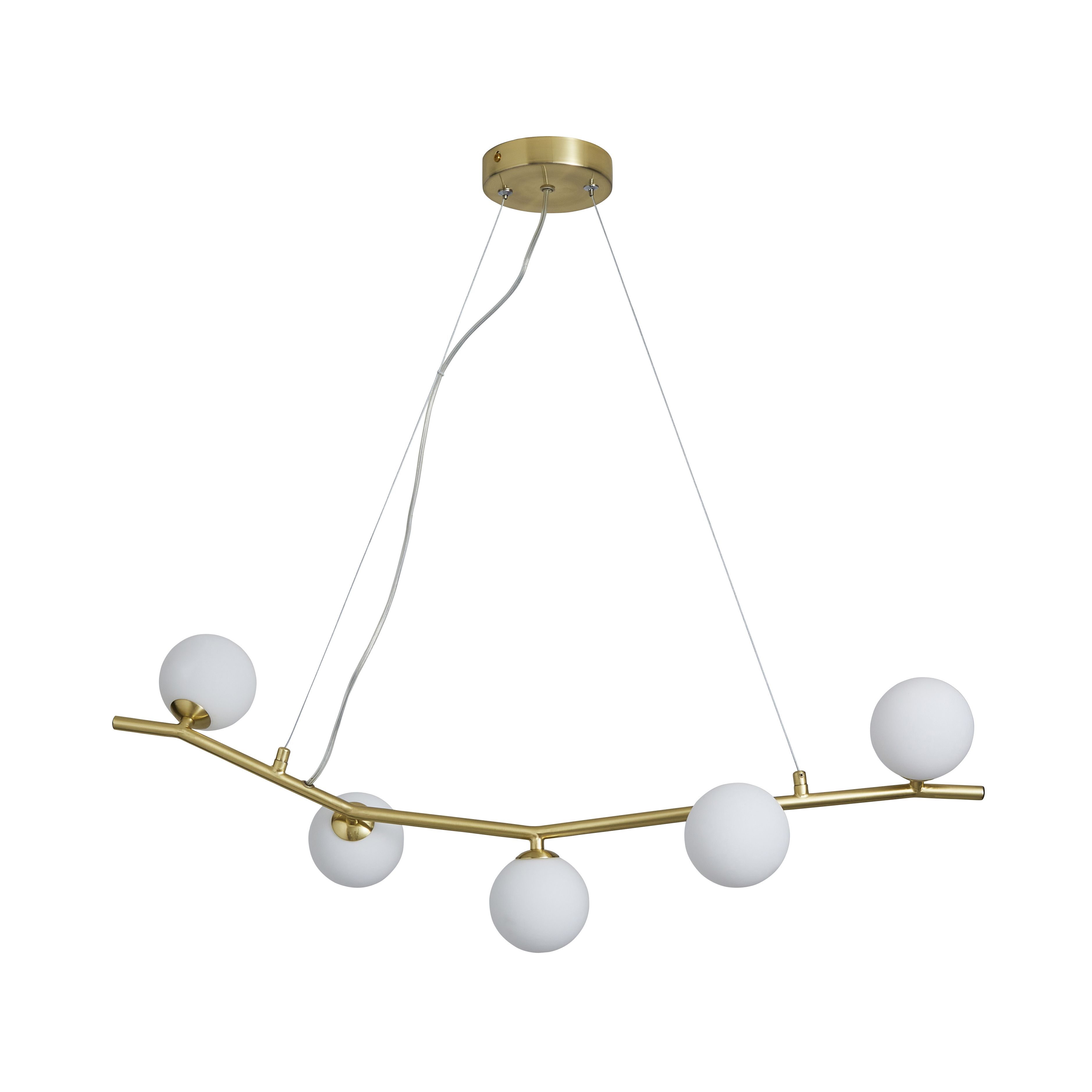 Inlight Fortuna Satin Brass effect 5 Lamp LED Pendant ceiling light, (Dia)800mm