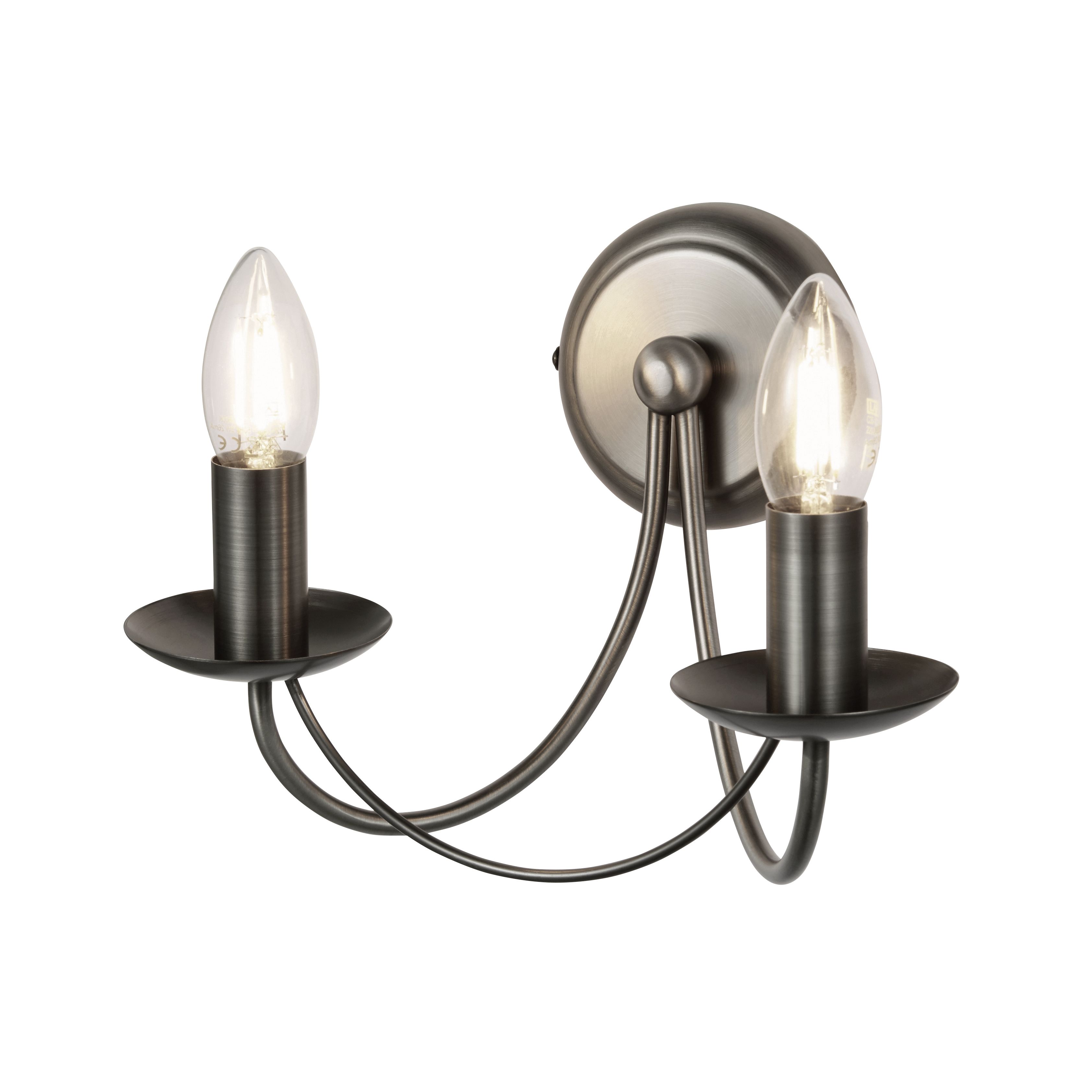 Inlight Freesia Pewter effect Wired Wall light BQ-36243-PEW