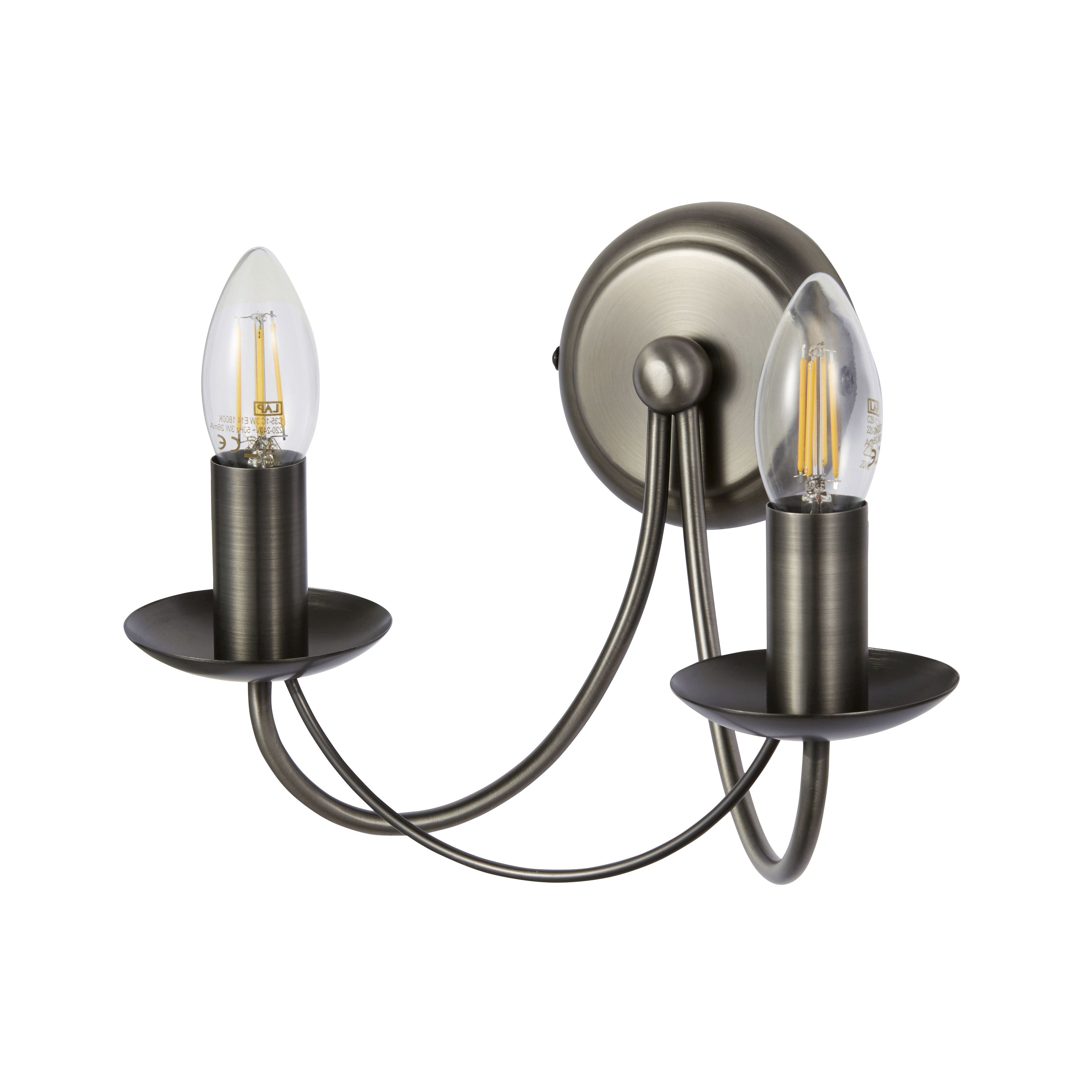 Inlight Freesia Pewter effect Wired Wall light BQ-36243-PEW