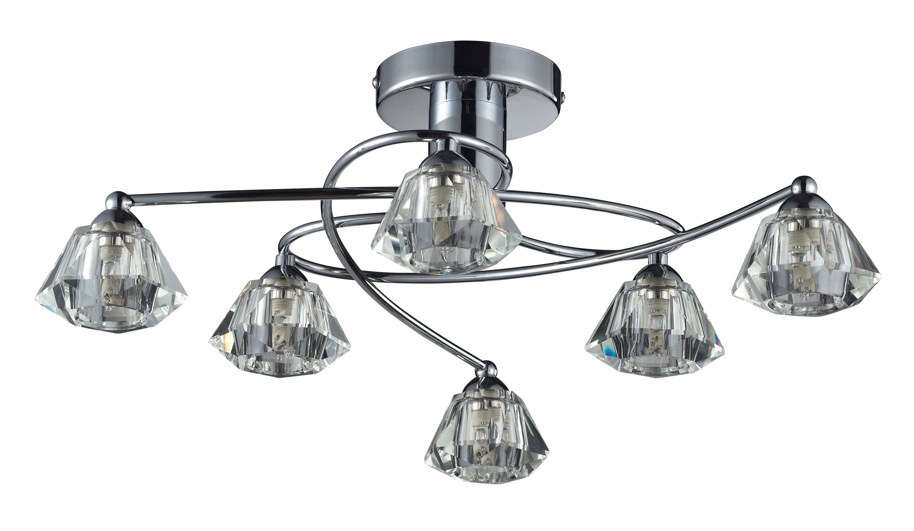Inlight Gara Brushed Glass & metal Chrome effect 6 Lamp Ceiling light