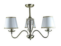 Inlight Horton Mottled mercury Brushed Glass & metal Antique brass effect 3 Lamp Ceiling light