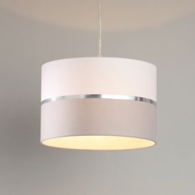 Inlight Isonoe Grey & white Drum Light shade (D)30cm