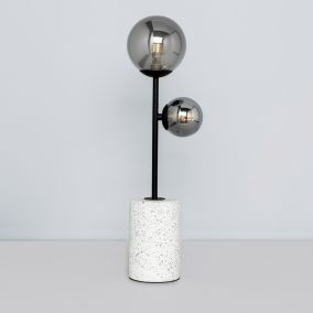 Inlight Jade Brushed Satin Black smoke Marble effect Table lamp