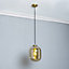Inlight Jarv Brushed Satin Glass & metal Brass effect Ceiling light