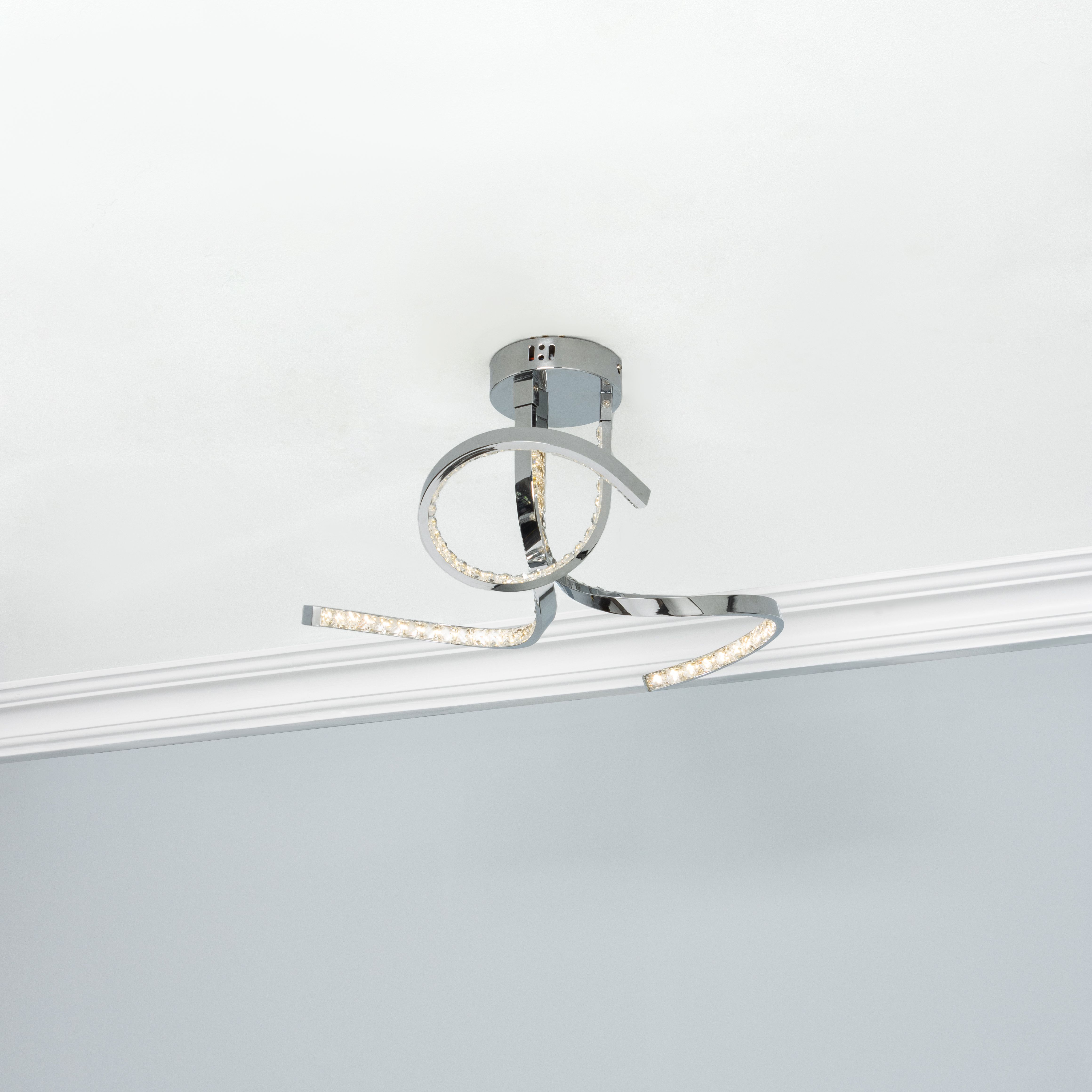 Inlight Luna Glass & metal Chrome effect Ceiling light