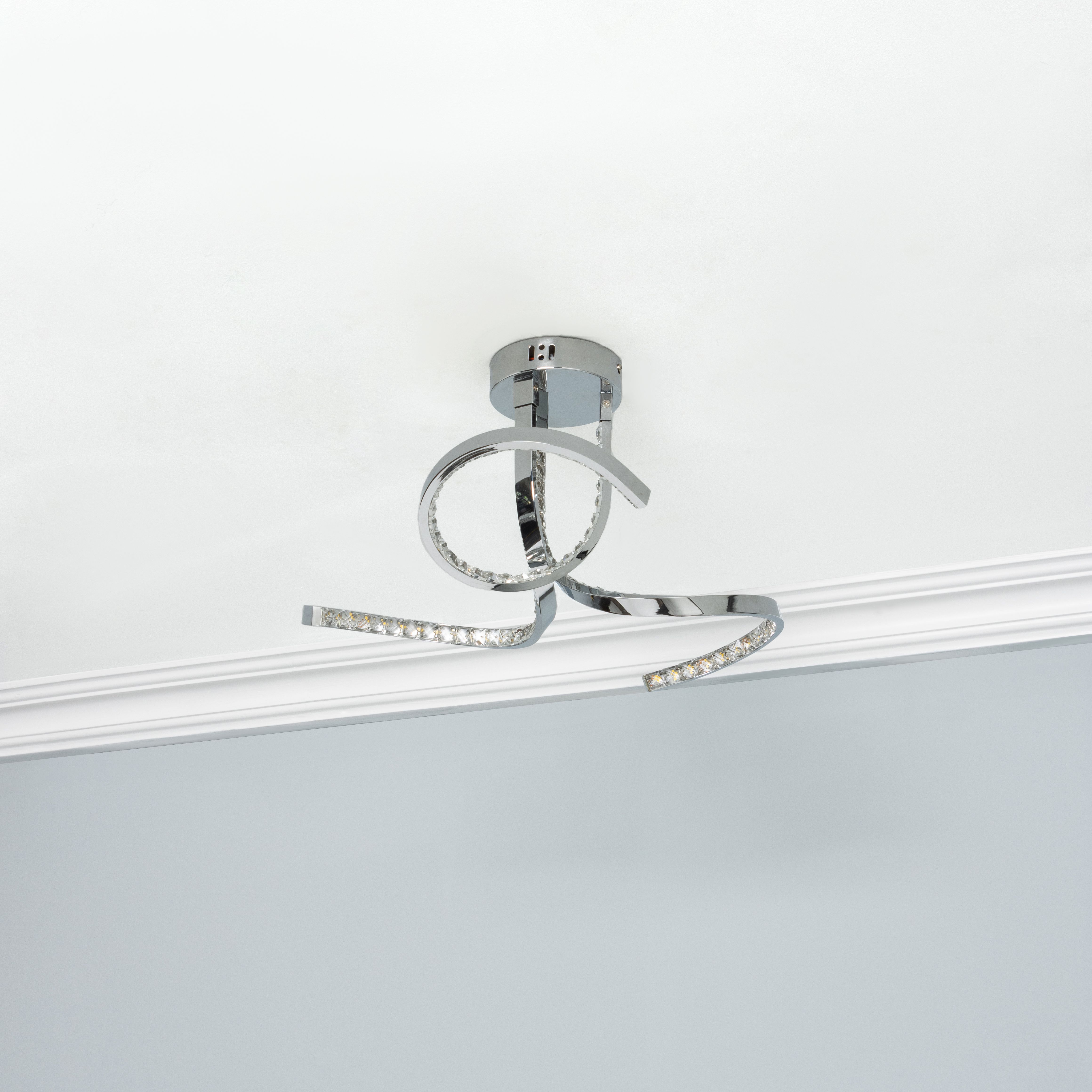 Inlight Luna Glass & metal Chrome effect Ceiling light