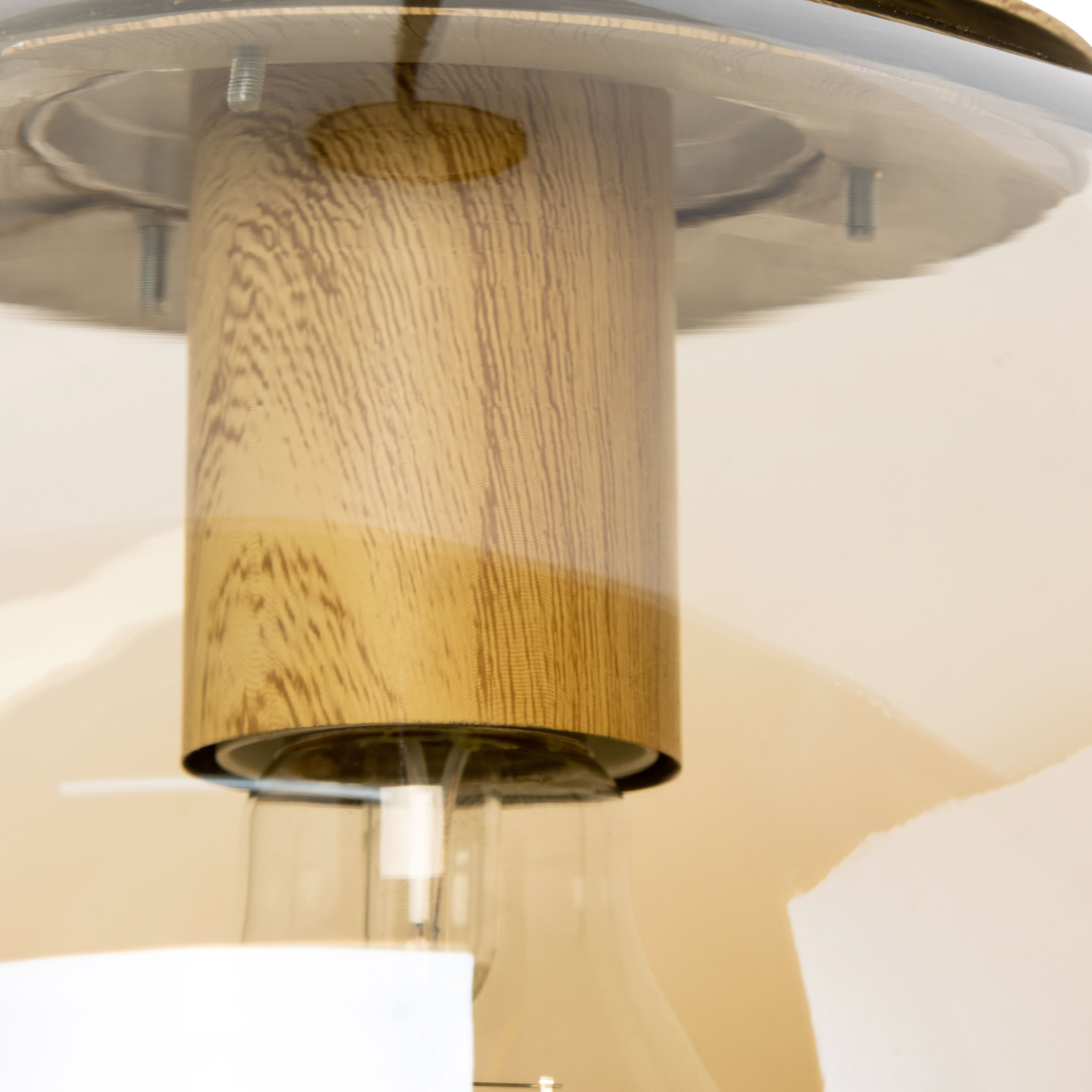 Inlight Mead Matt Black Wood effect Pendant ceiling light, (Dia)240mm