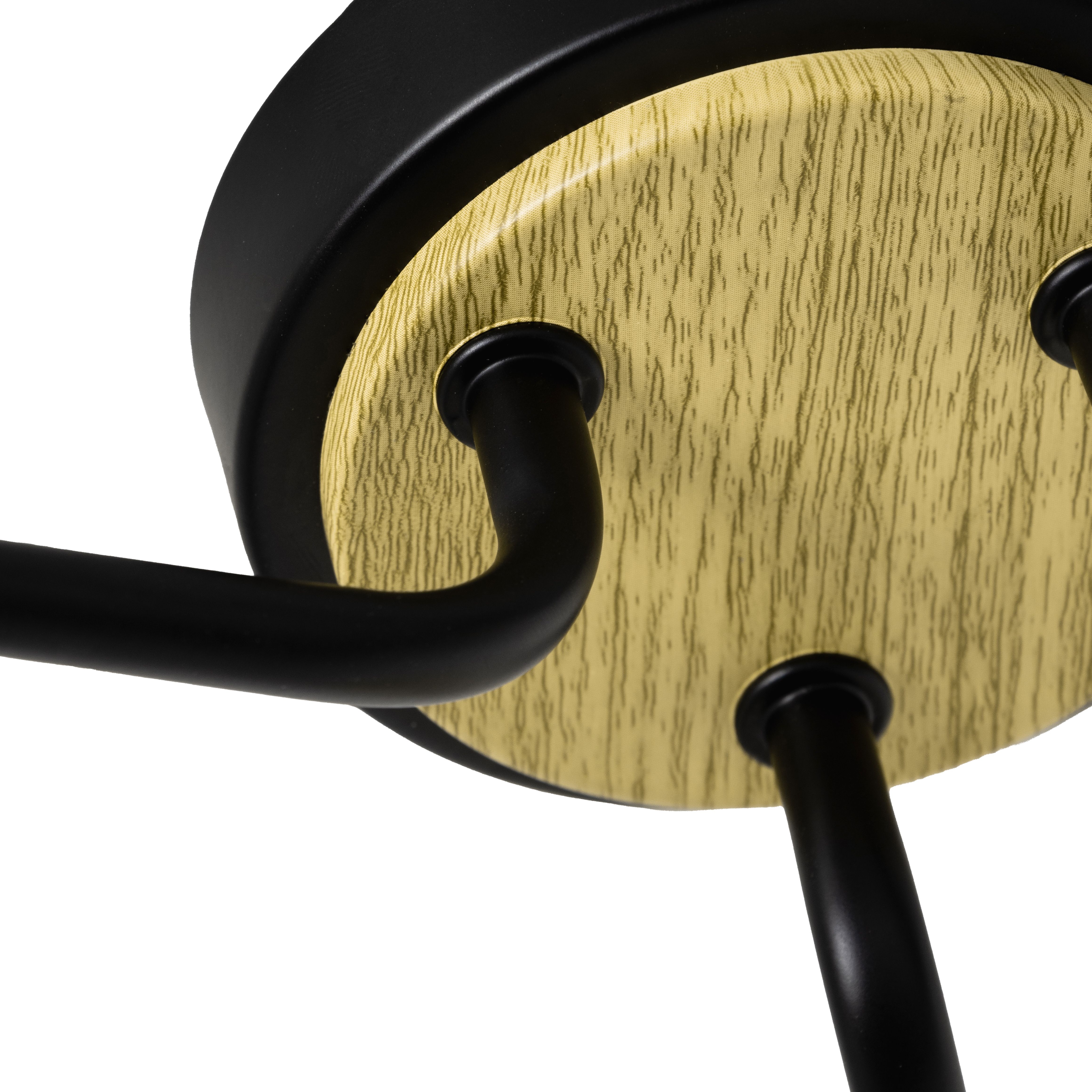 Inlight Mead Matt Glass & metal Black 3 Lamp Ceiling light