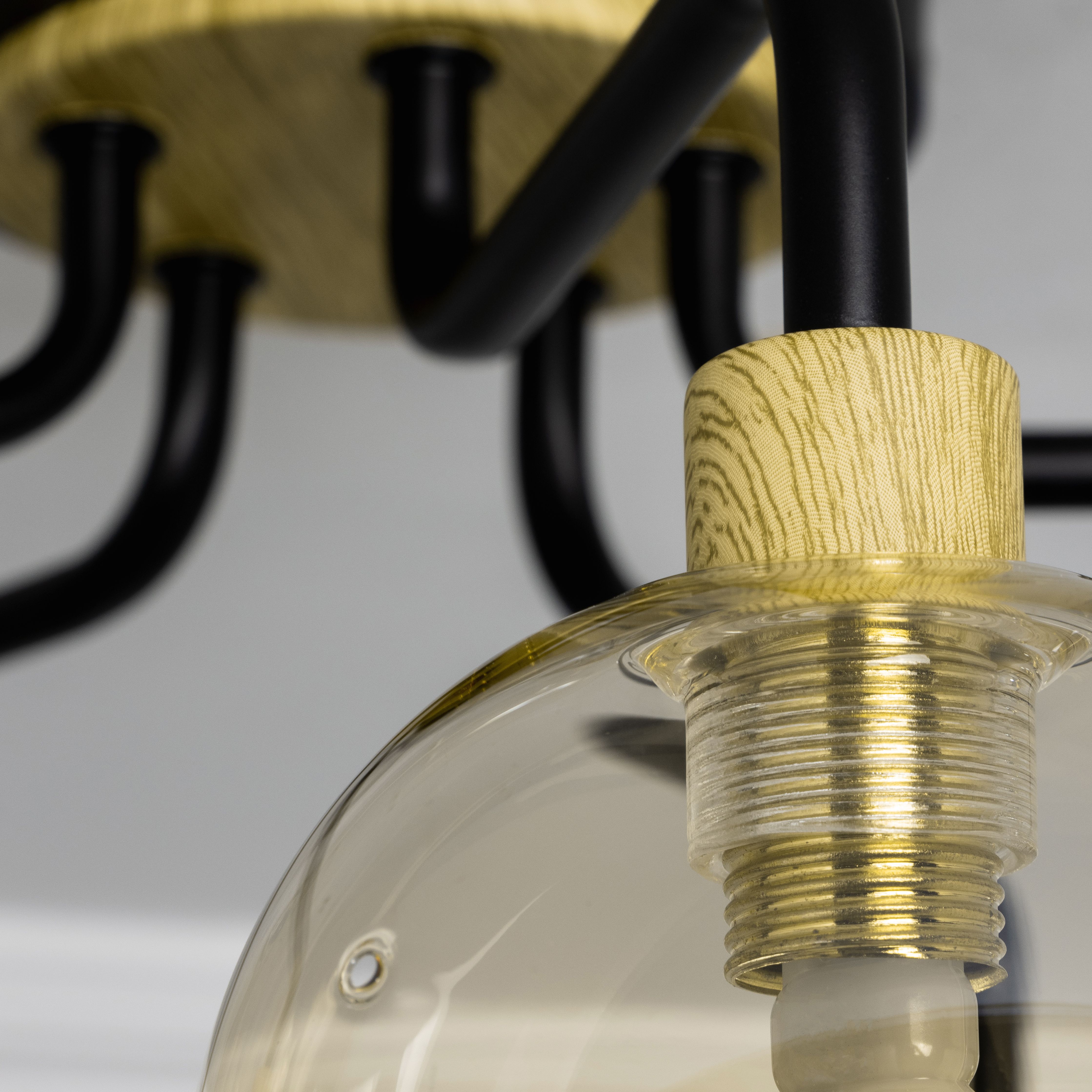 Inlight Mead Matt Glass & metal Black 5 Lamp Ceiling light