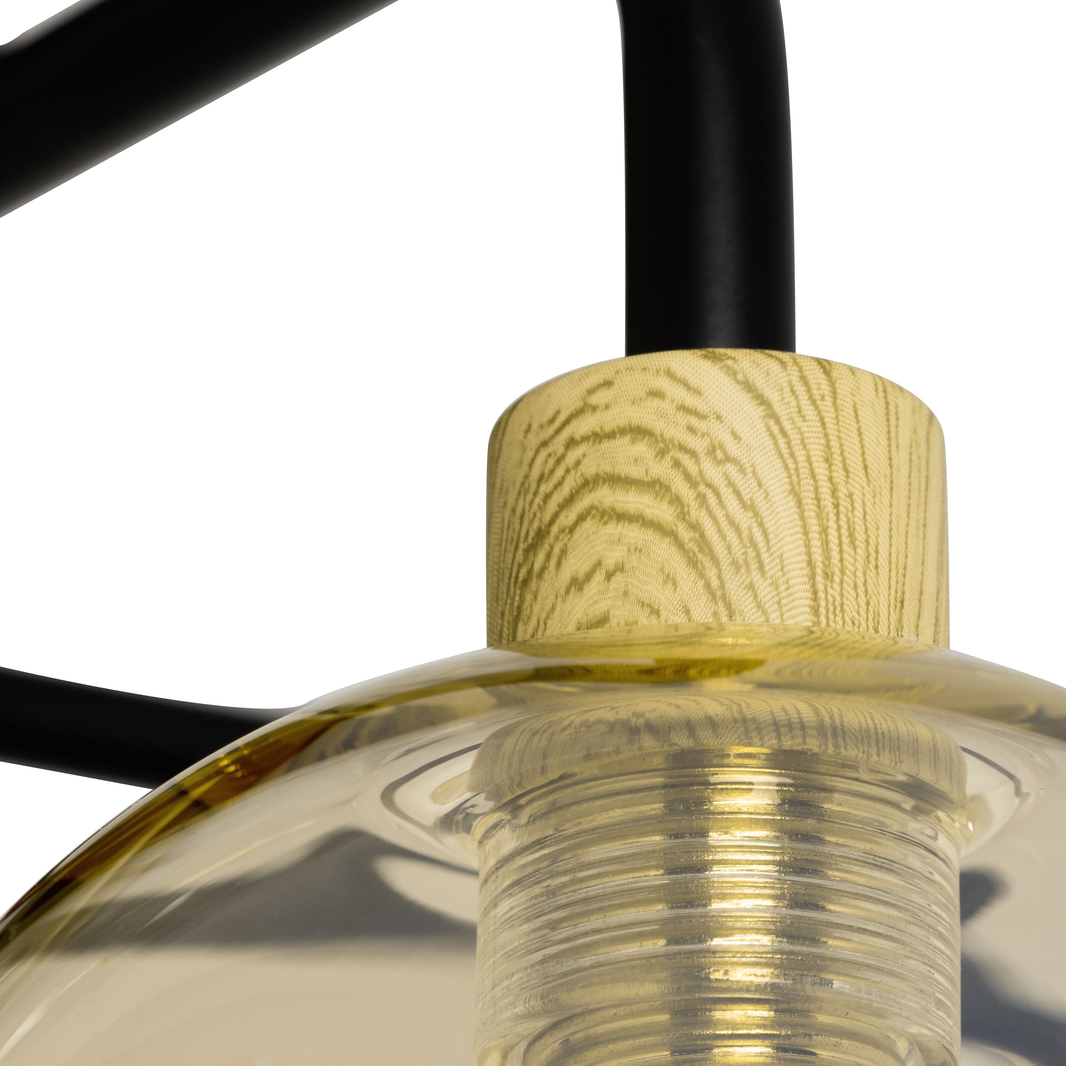Inlight Mead Matt Glass & metal Black 5 Lamp Ceiling light