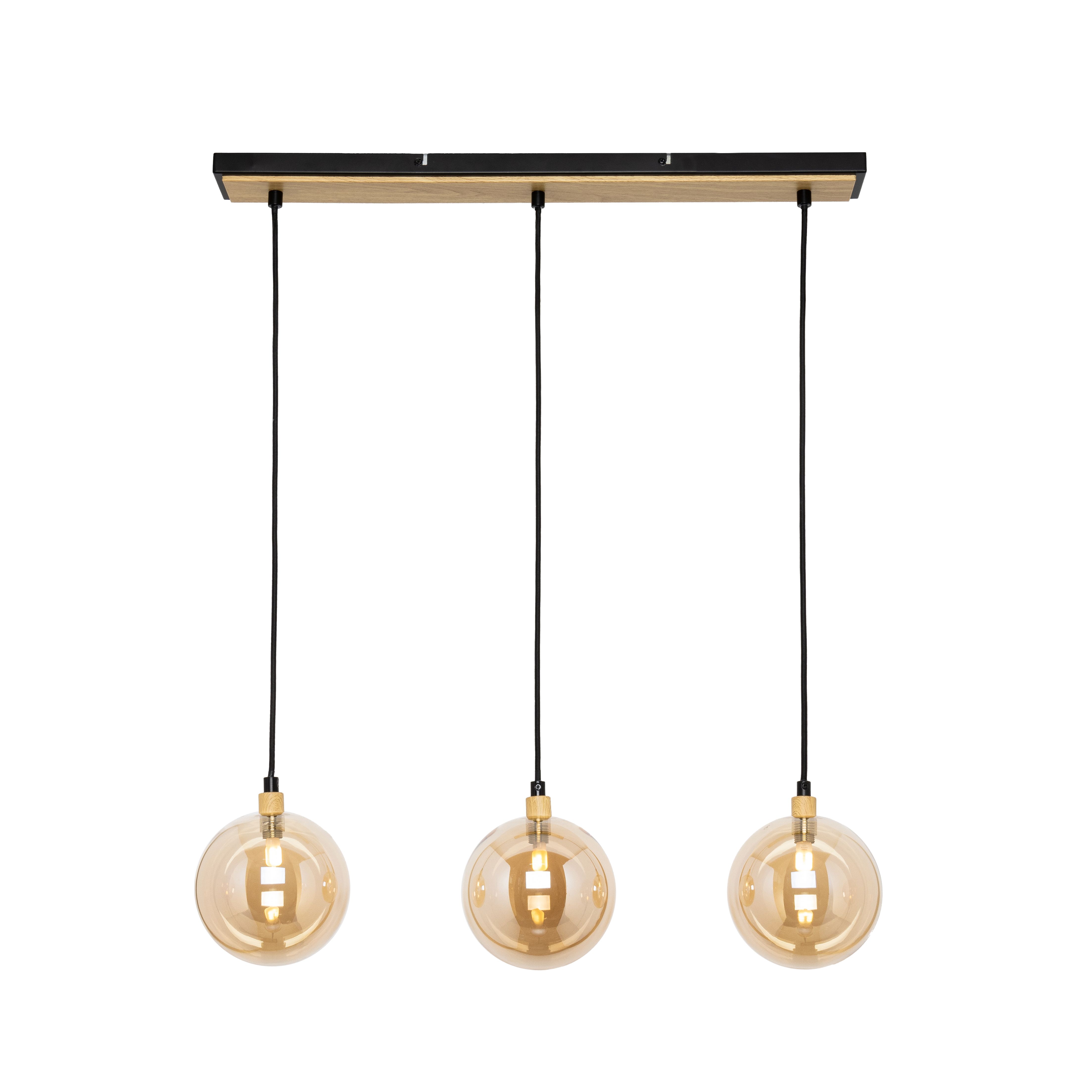 Inlight Mead Matt Glass & metal Black Ceiling light