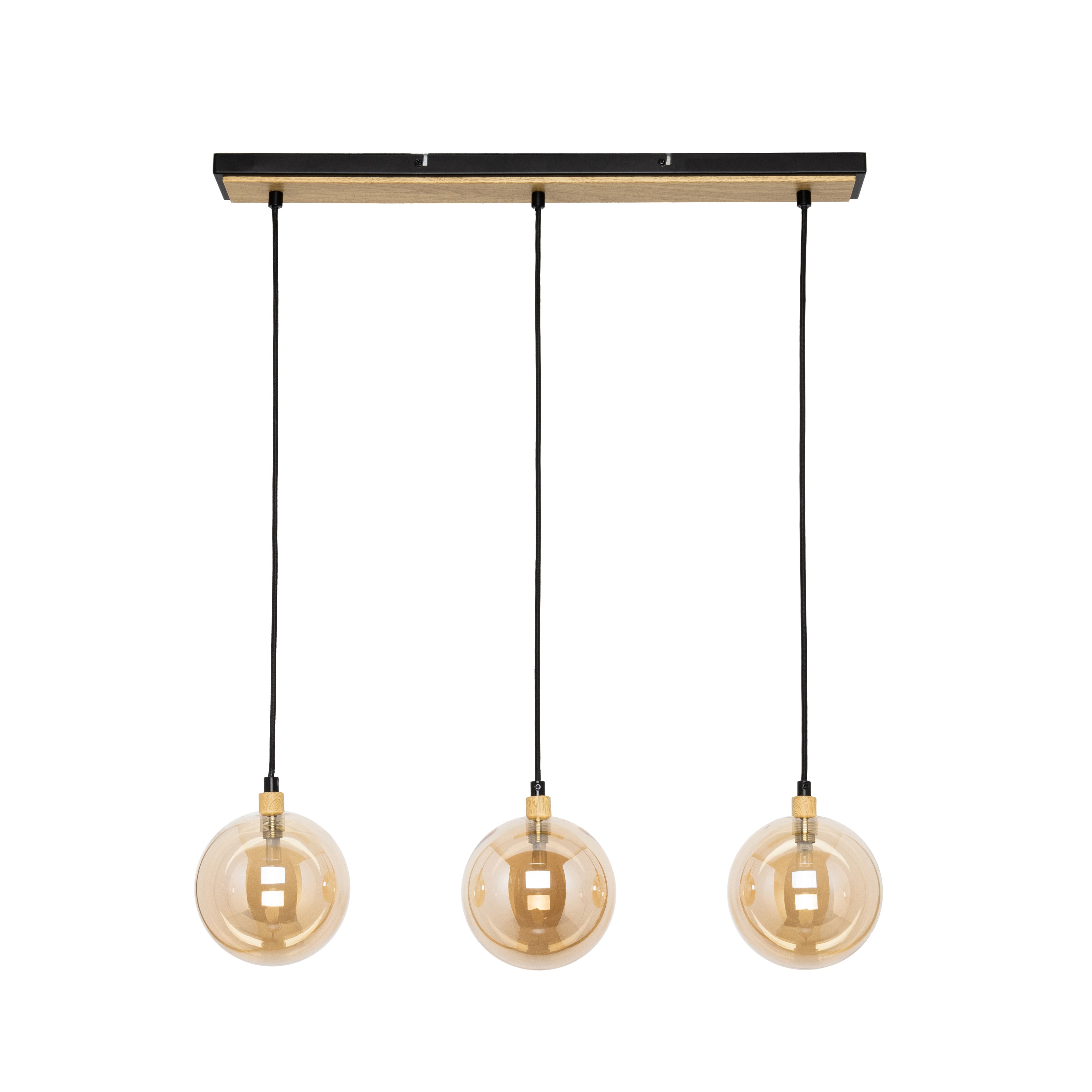 Inlight Mead Matt Glass & metal Black Ceiling light