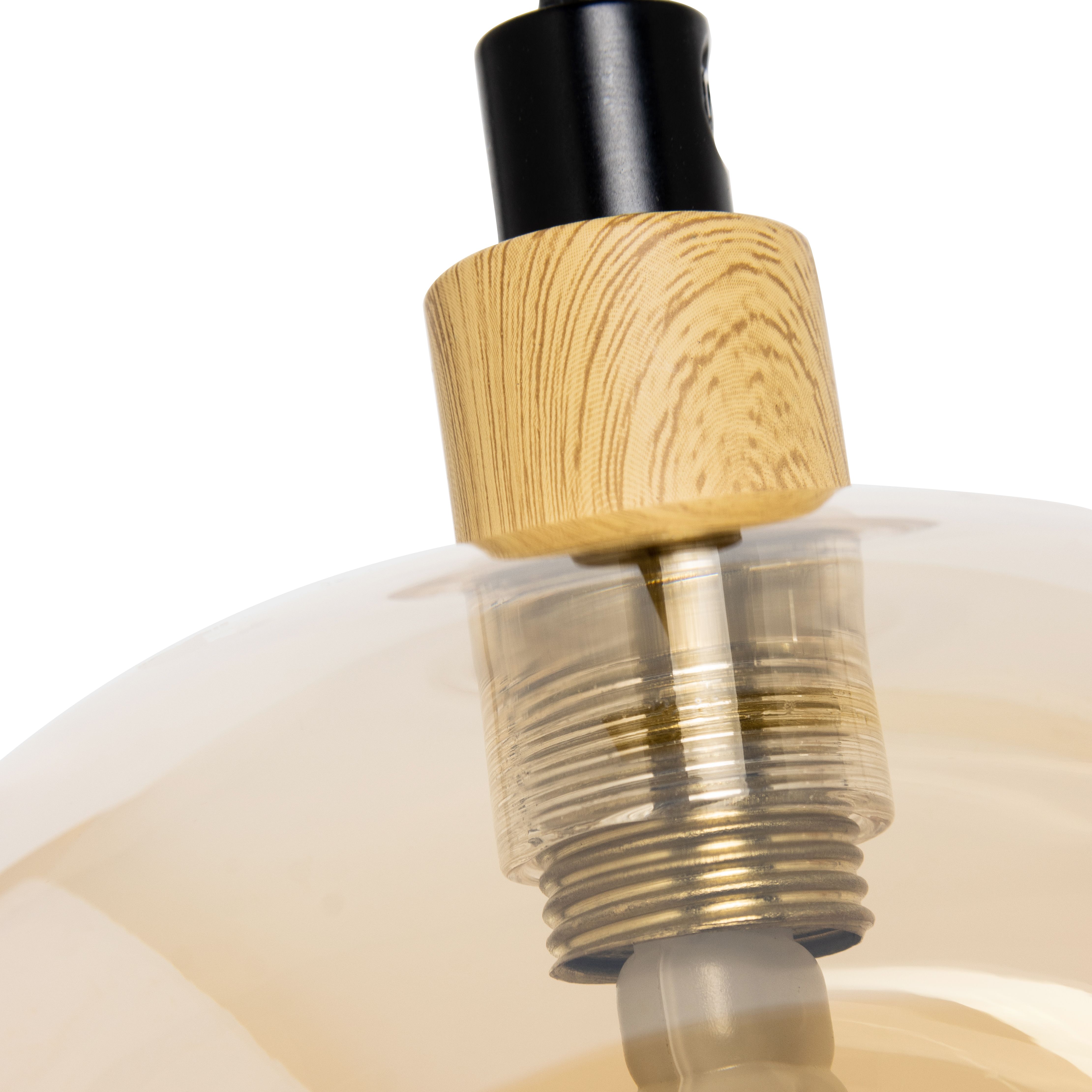 Inlight Mead Matt Glass & metal Black Ceiling light