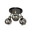 Inlight Mebel Brushed Satin Glass & metal Antique Brass effect 3 Lamp Ceiling light