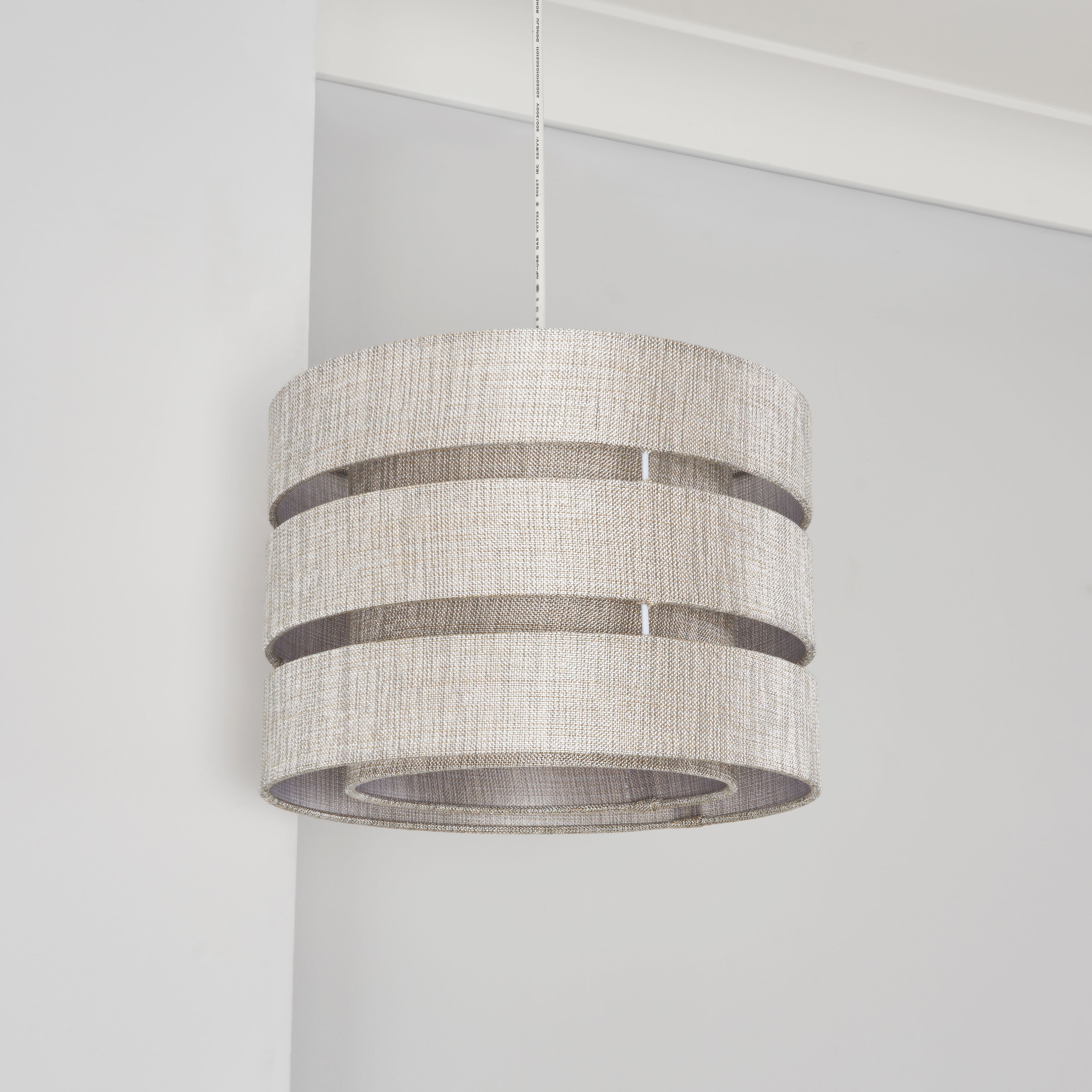 Inlight Ponte Light Grey Metallic effect Contemporary Trio Light shade (D)28cm