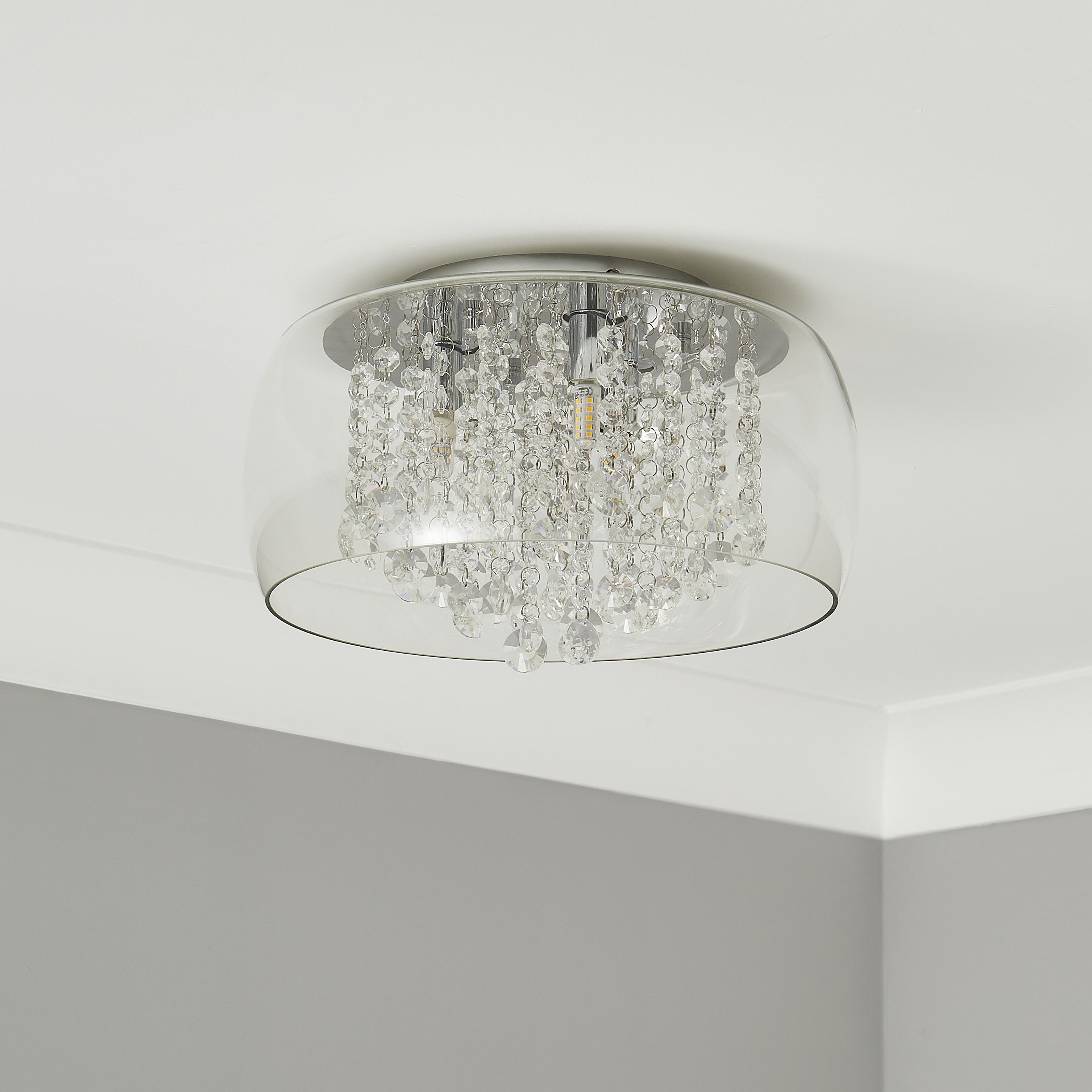 Inlight Roma Beaded Glass & steel Transparent Chrome effect Ceiling light