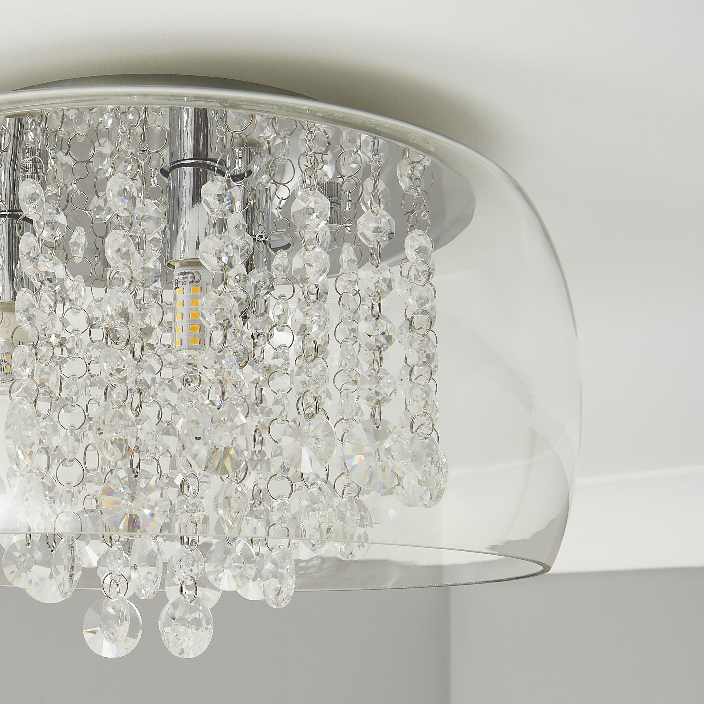 Inlight Roma Beaded Glass & steel Transparent Chrome effect Ceiling light