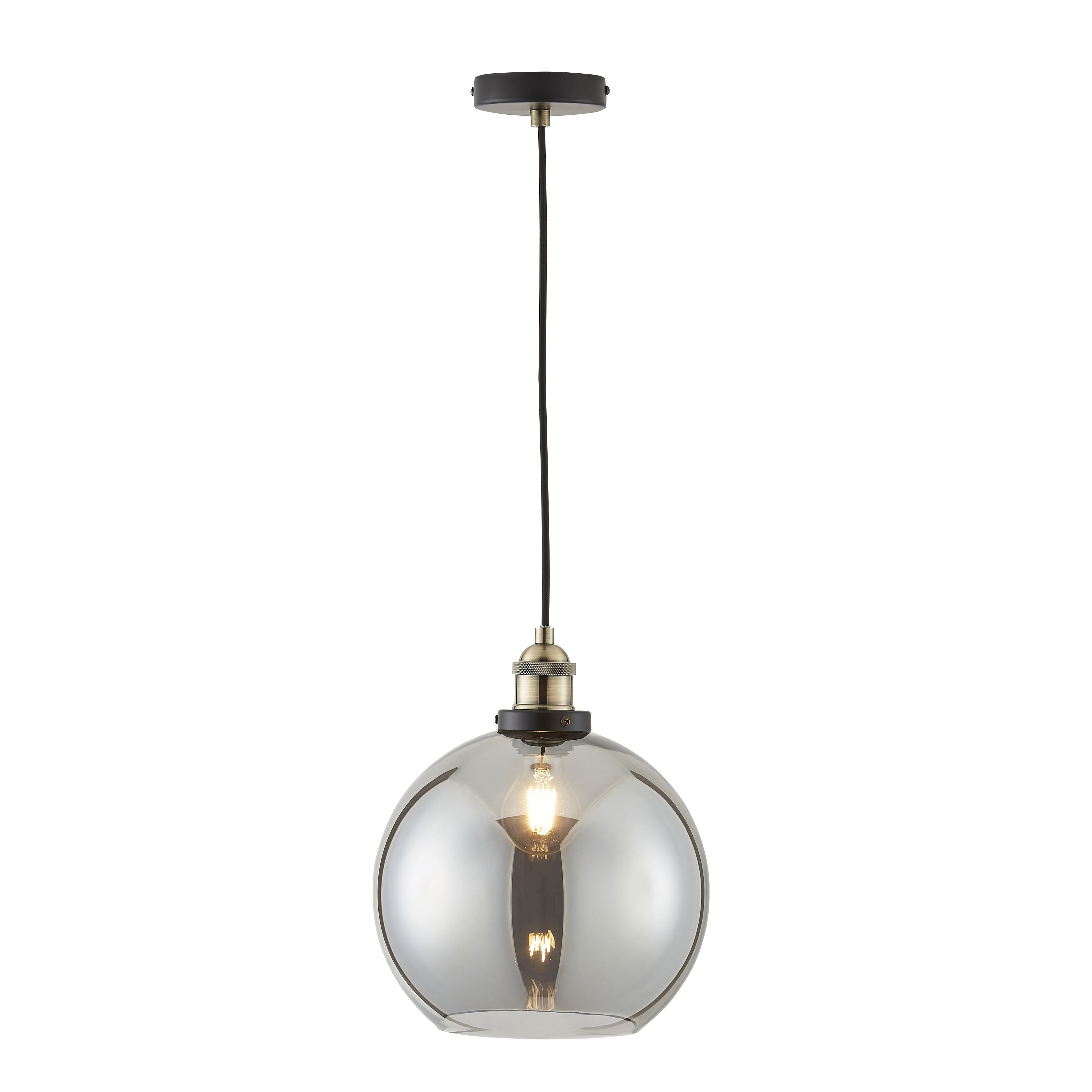 Inlight Sadri Matt Smoke / Black Smoke tinted effect Pendant ceiling light, (Dia)250mm