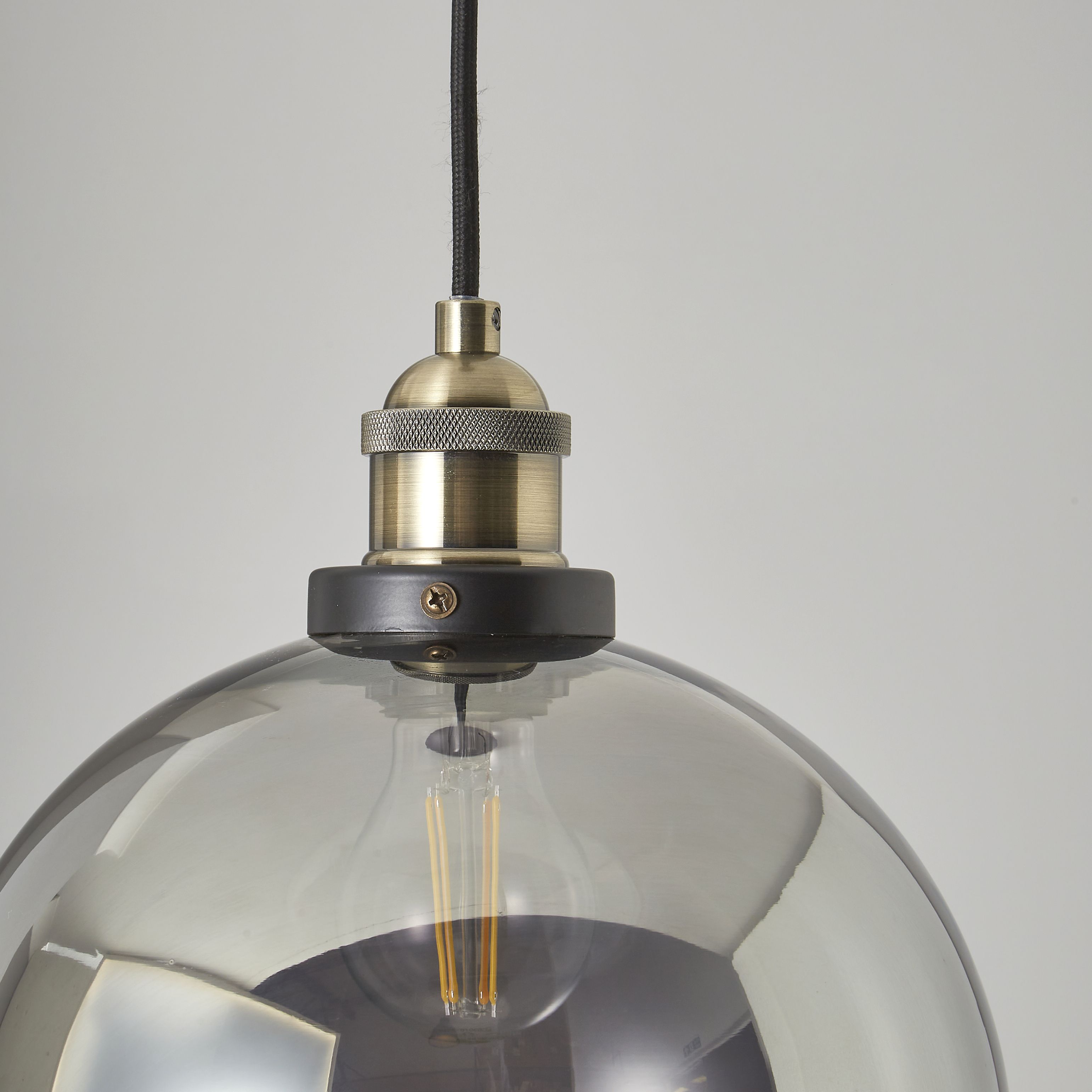 Inlight Sadri Matt Smoke / Black Smoke tinted effect Pendant ceiling light, (Dia)250mm