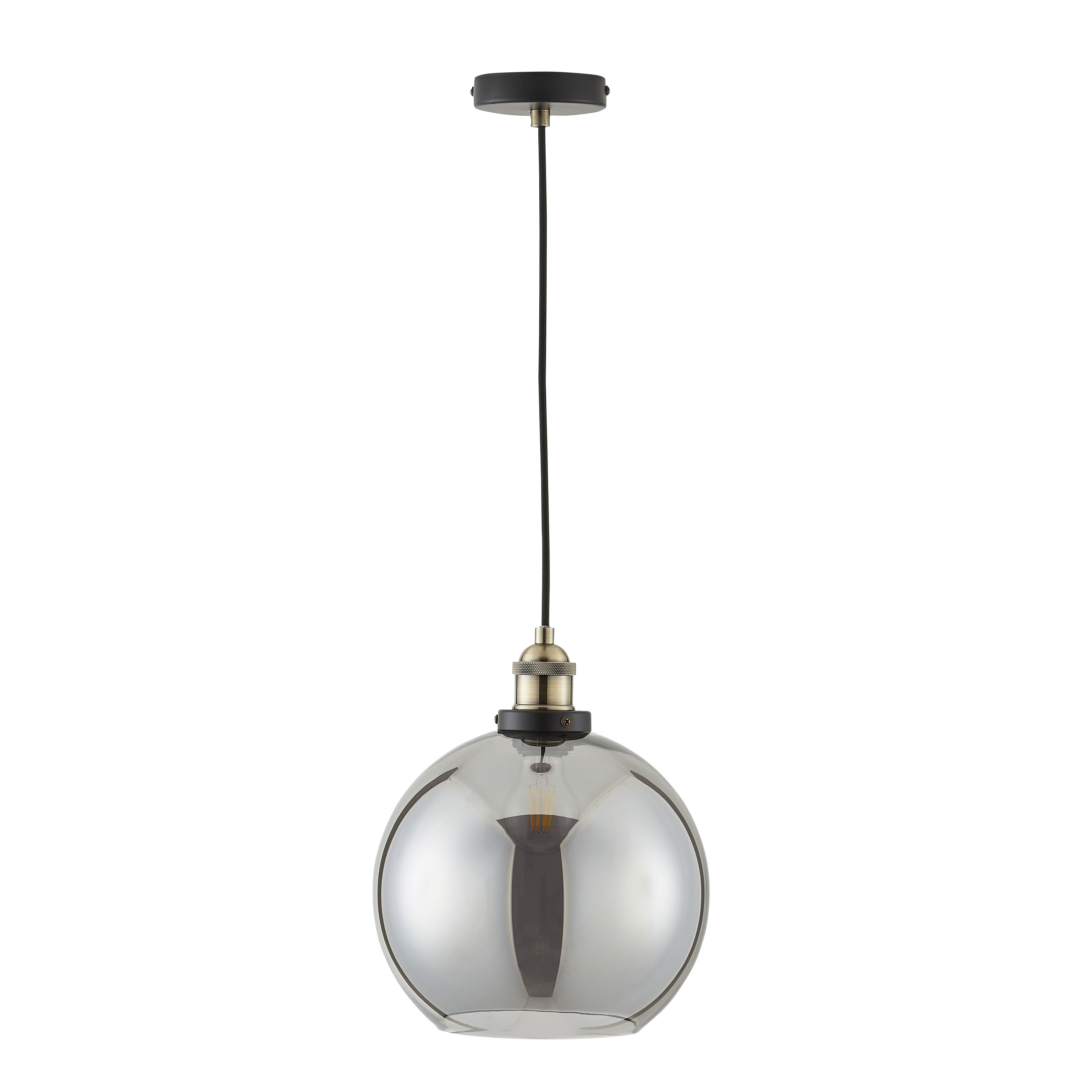Inlight Sadri Matt Smoke / Black Smoke tinted effect Pendant ceiling light, (Dia)250mm