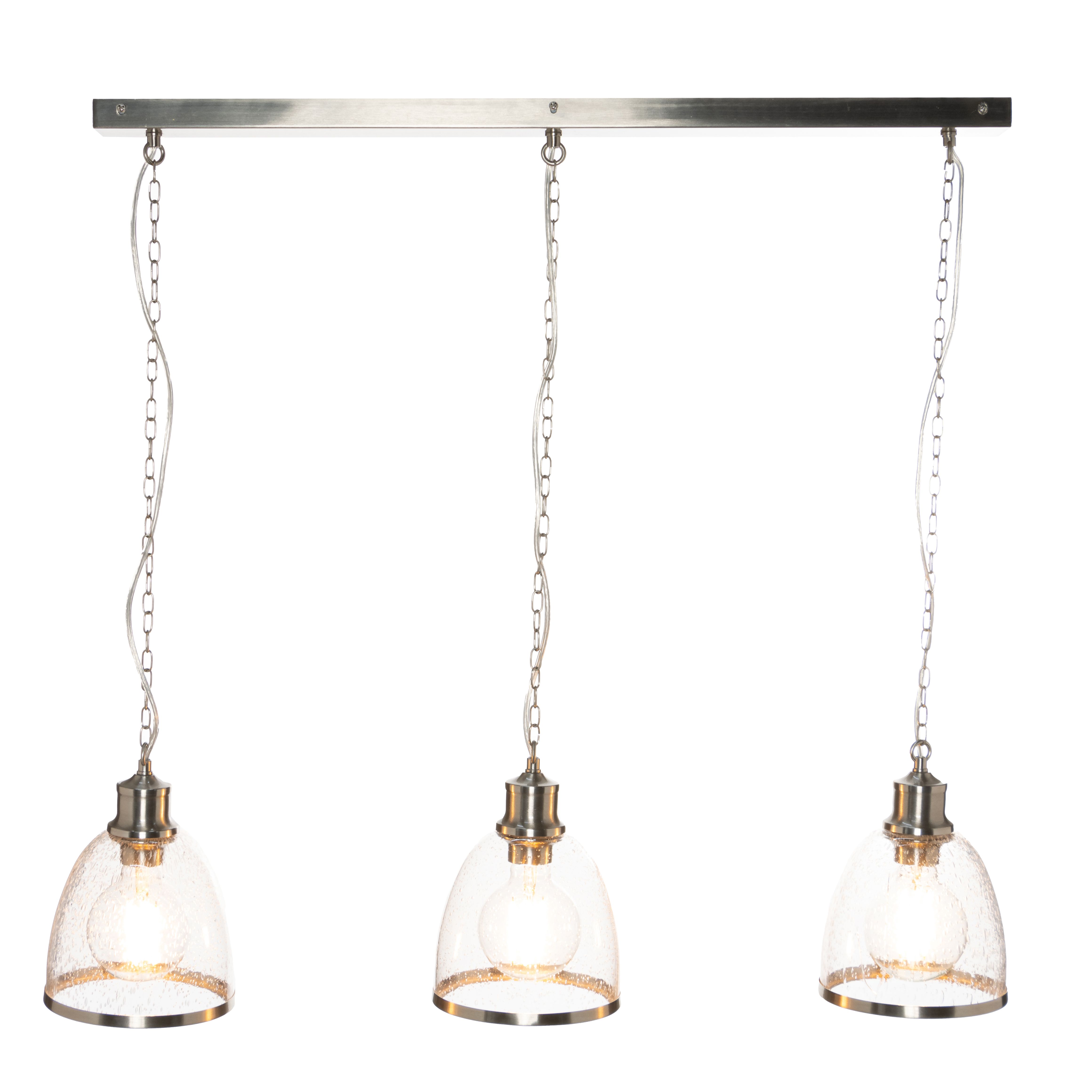 Inlight Sofy Brushed Satin Glass & metal Satin Nickel effect 3 Lamp Ceiling light