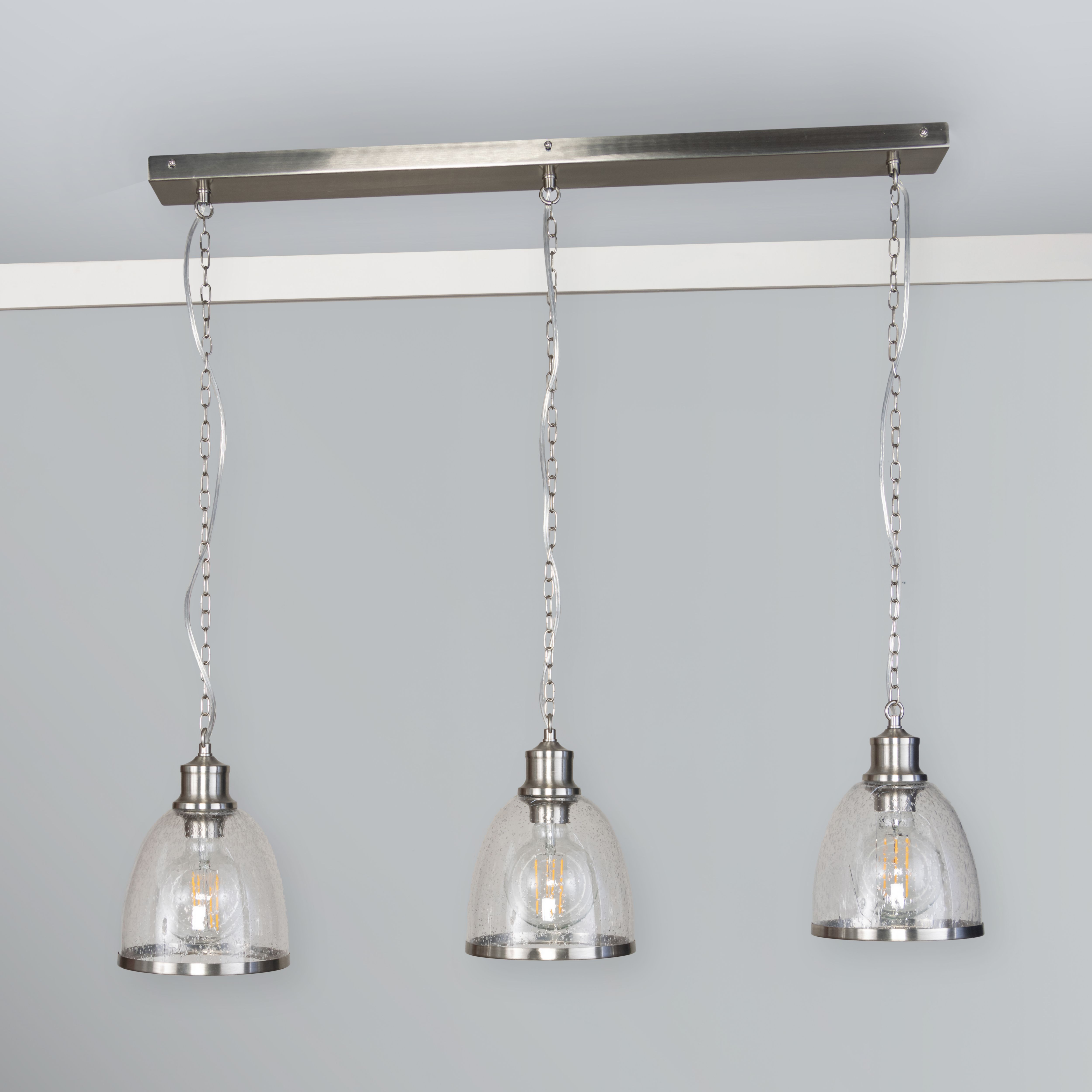 Inlight Sofy Brushed Satin Glass & metal Satin Nickel effect 3 Lamp Ceiling light
