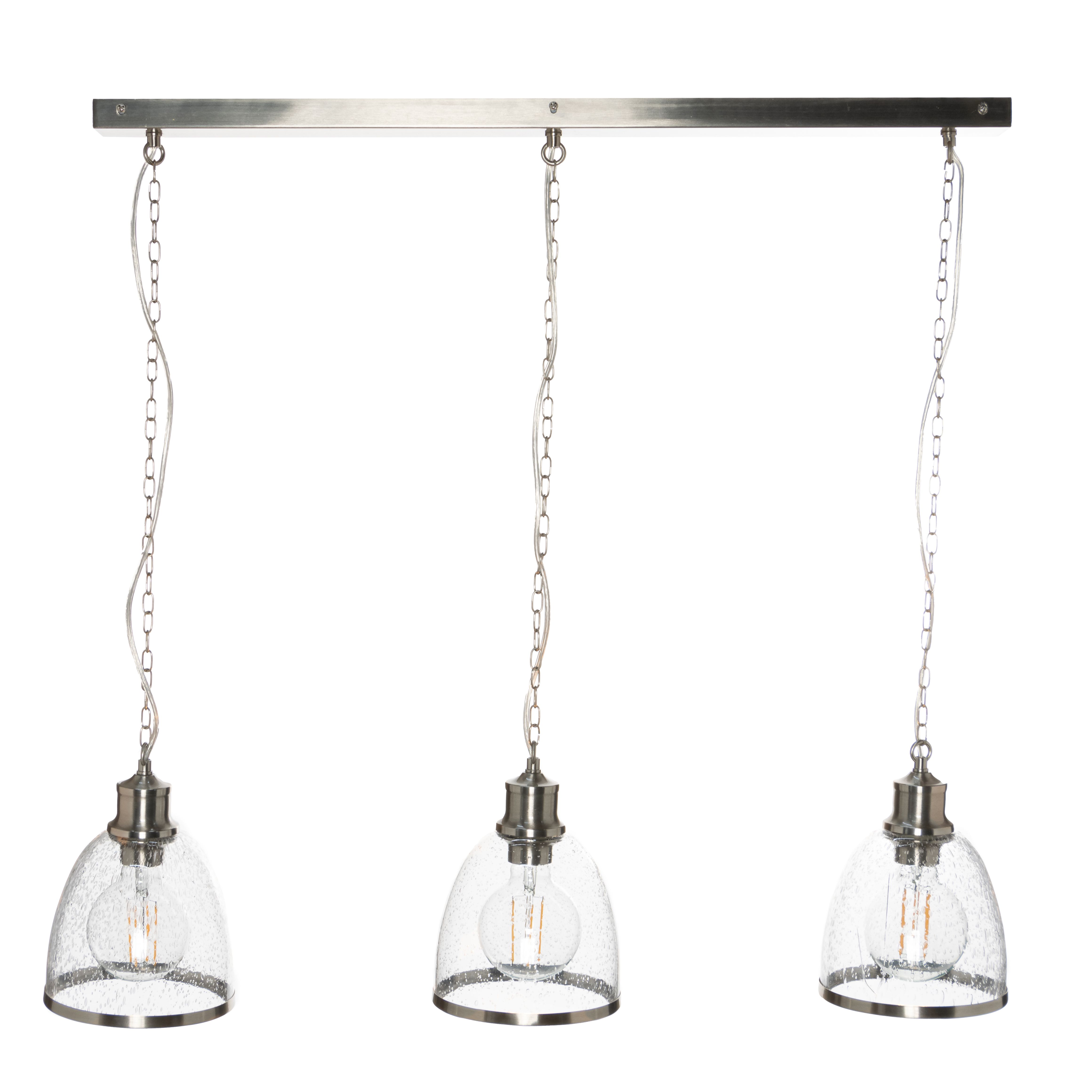 Inlight Sofy Brushed Satin Glass & metal Satin Nickel effect 3 Lamp Ceiling light
