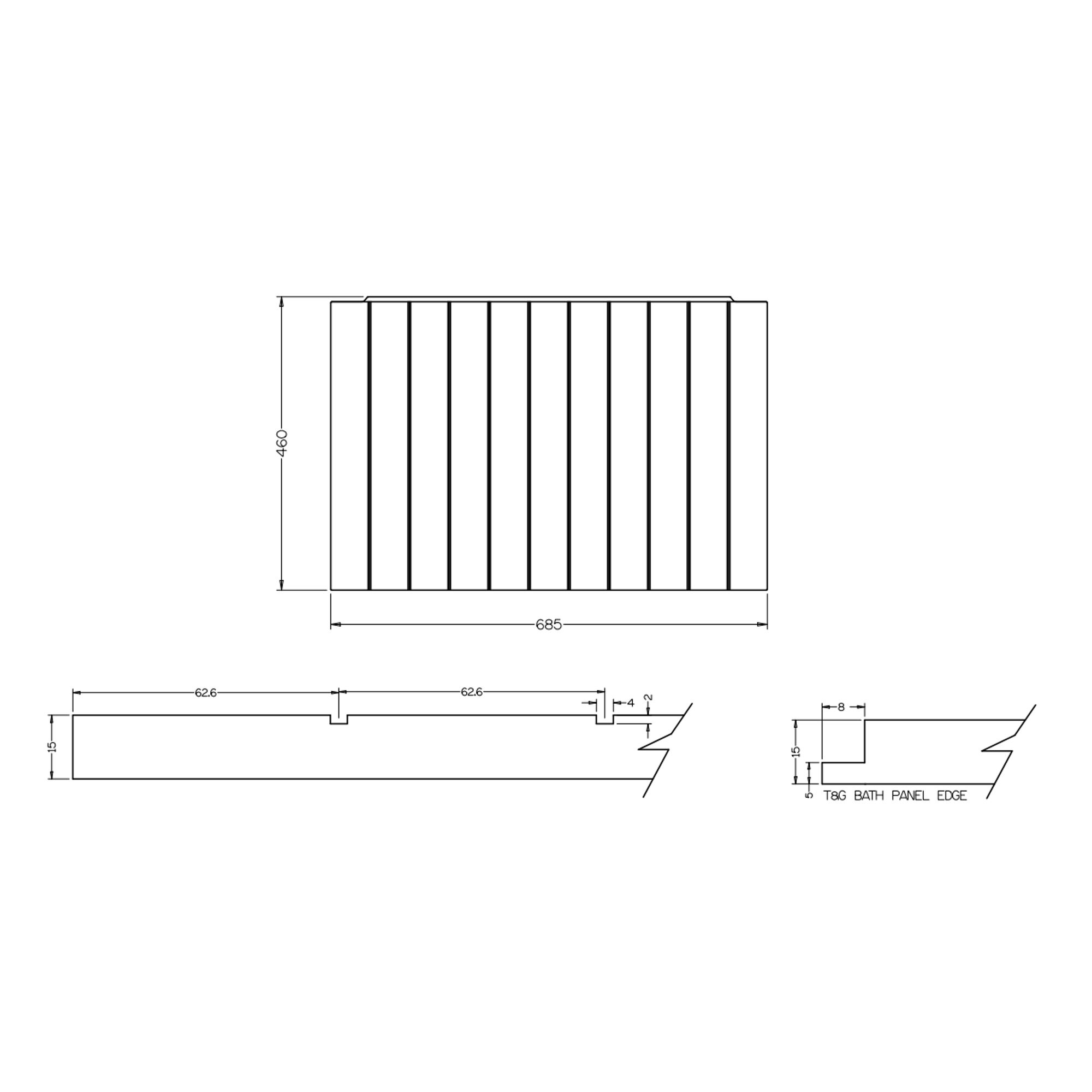Inpress Matt White Rectangular End Bath panel (H)56cm (W)68.5cm