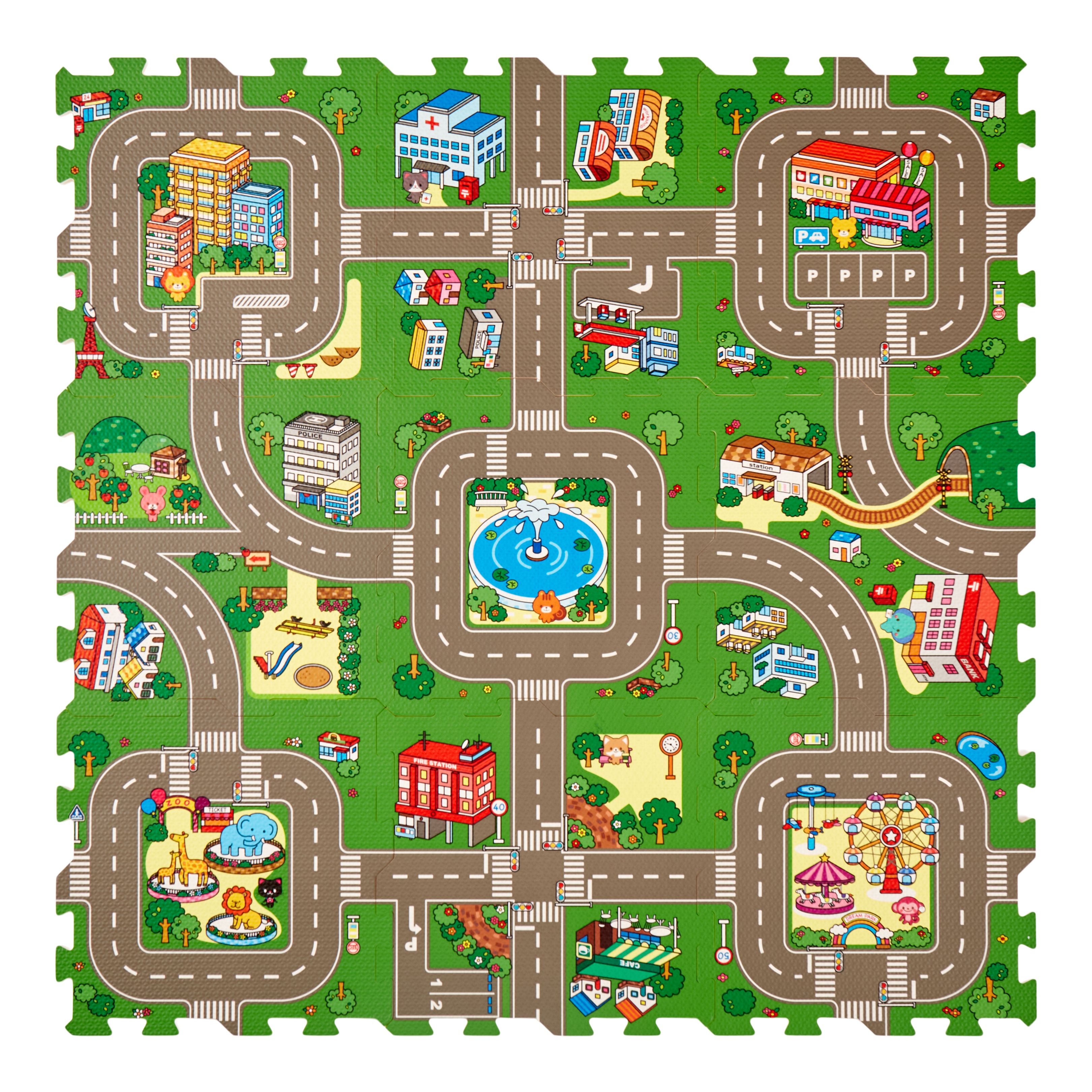 Interlocking Traffic Playmat (L)310mm (W)310mm, Pack of 9