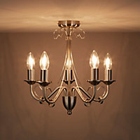 Inuus Chandelier Chrome effect 5 Lamp Ceiling light