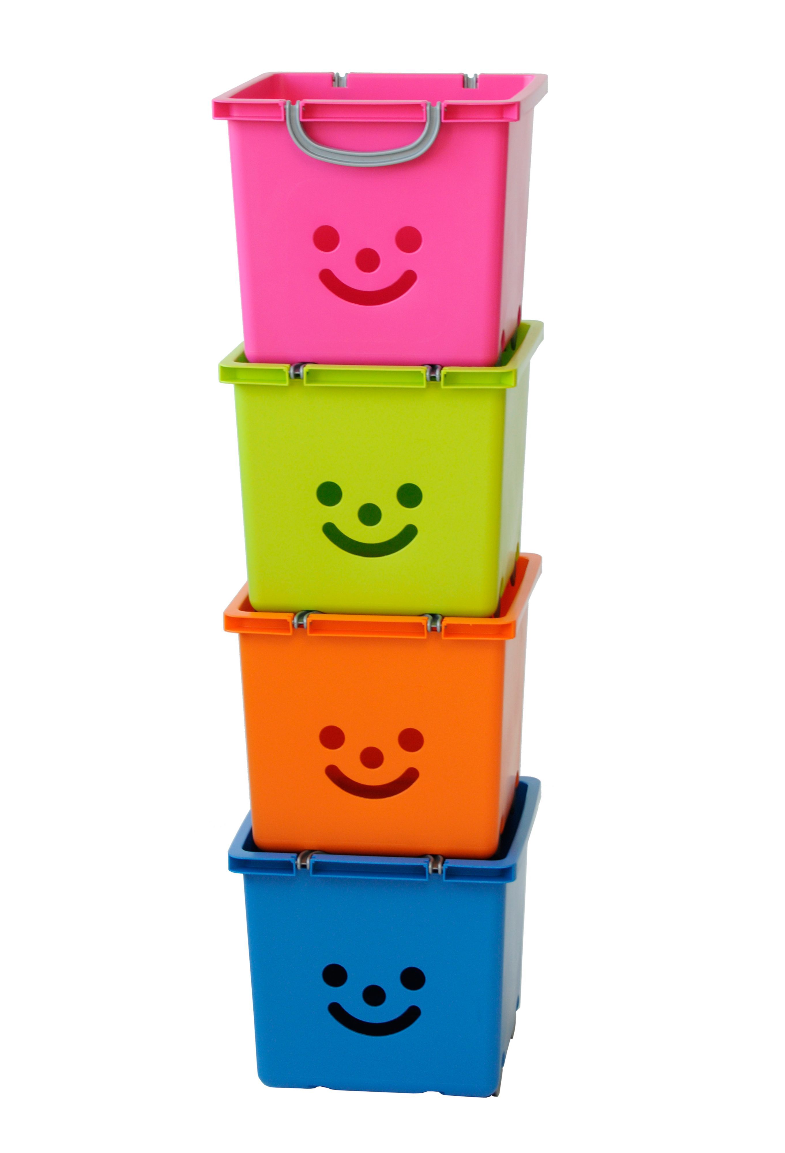 Iris Children s smiley Blue 30.6L Plastic Stackable Storage box