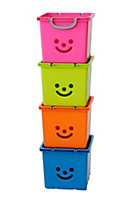 Iris Children's smiley Green 30.6L Plastic Stackable Storage box