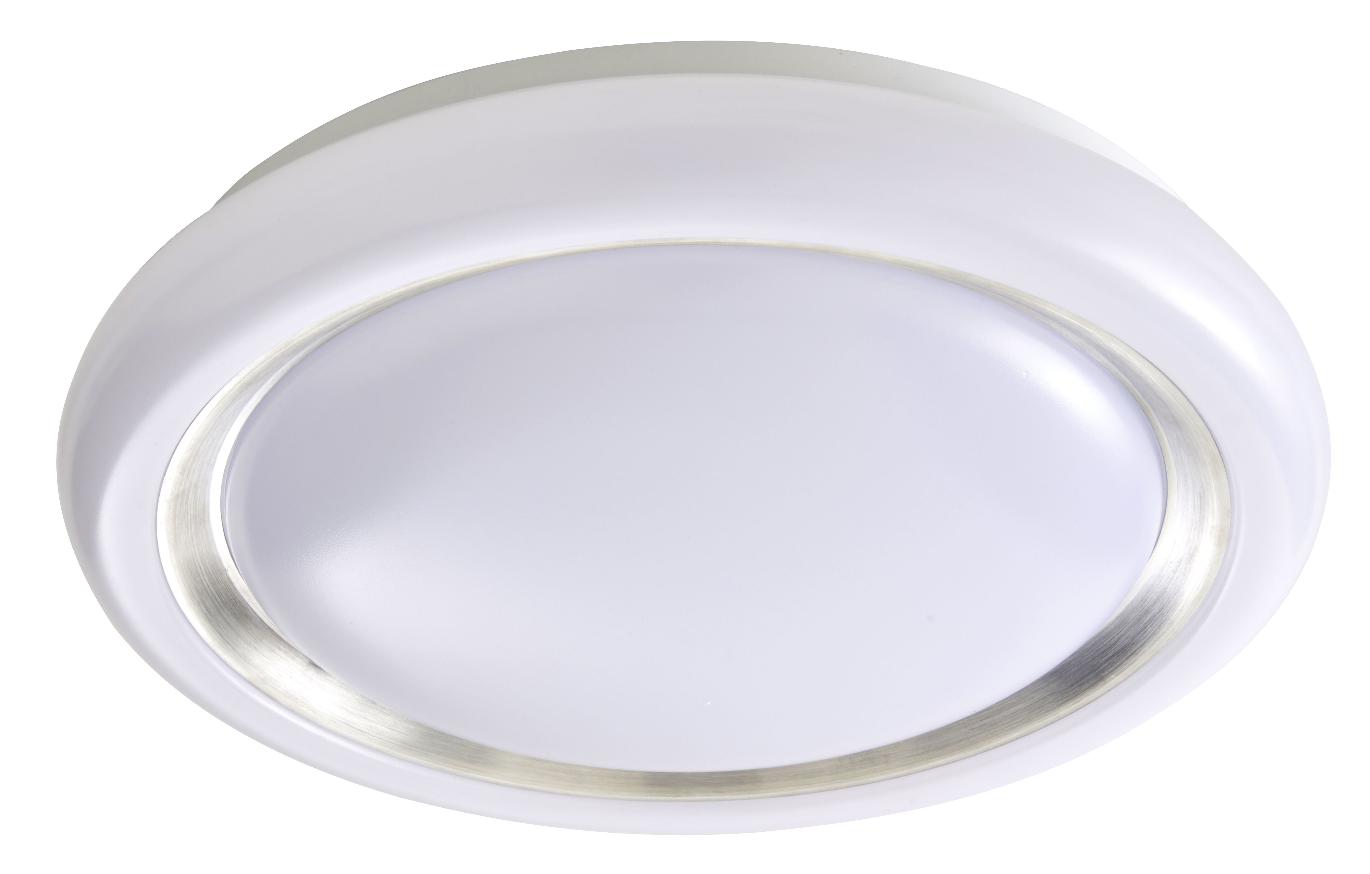 Iris Round Brushed Metal & plastic White LED Ceiling light