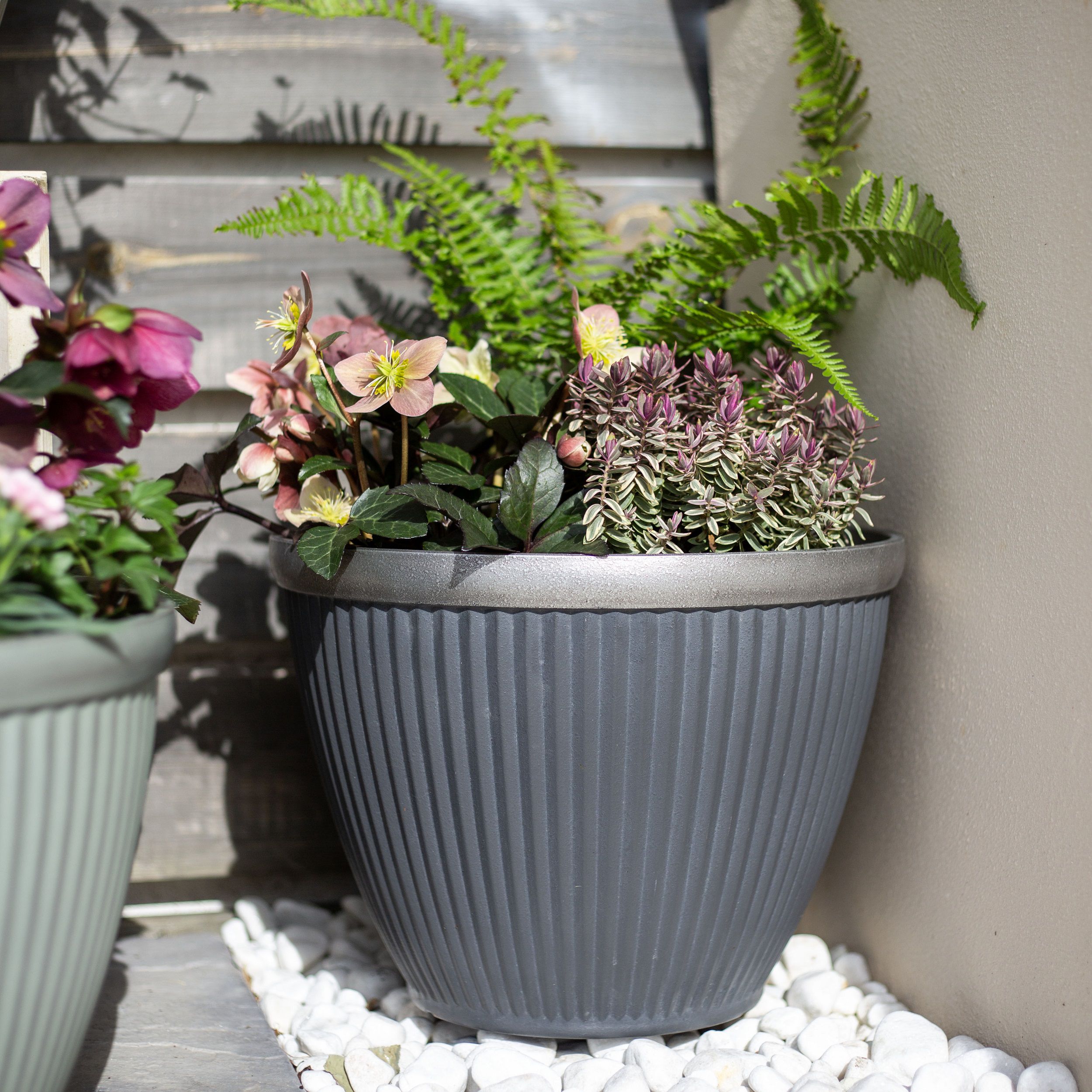Irondale Black Plastic resin Painted Plant pot (H)25.4cm