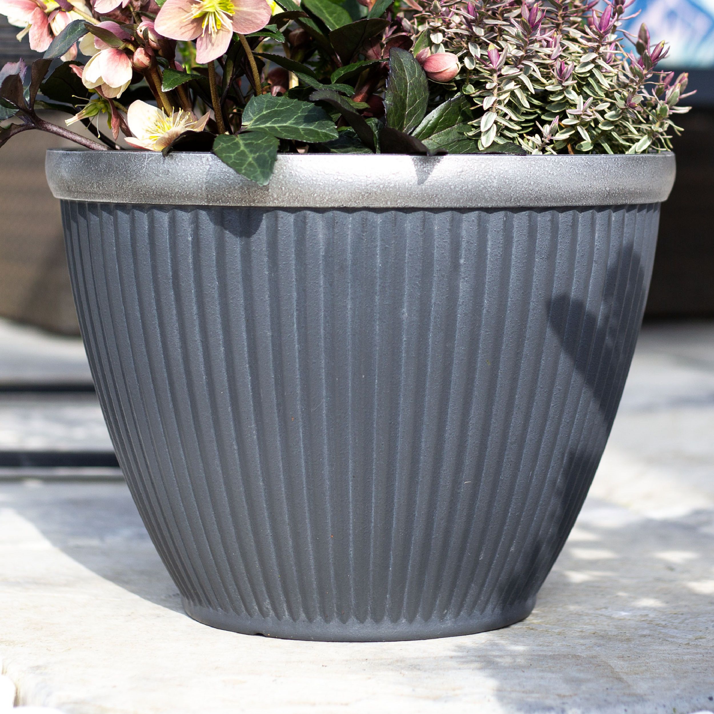 Irondale Black Plastic resin Painted Plant pot (H)25.4cm
