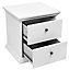 Isabella White 2 Drawer Bedside chest (H)482mm (W)458mm (D)419mm
