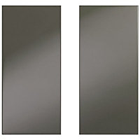 IT Kitchens Santini Gloss Anthracite Slab Base corner Cabinet door (W)925mm (H)720mm (T)18mm, Set of 2